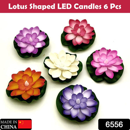Water Floating Smokeless Candles Lotus Flowers Sensor Led Tealight For Outdoor And Indoor Decoration - Pack Of 6 Candle Candle (Pack Of 6)