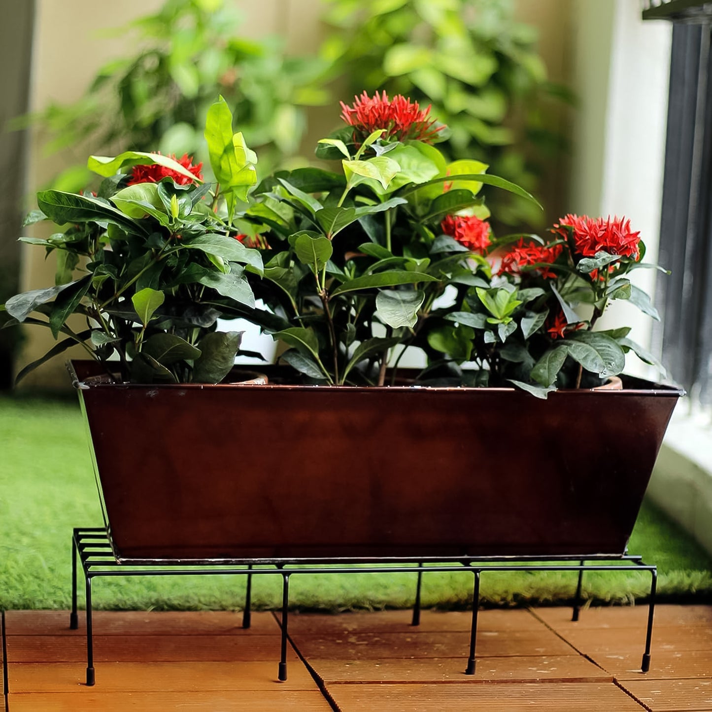 Metalrectangle Flower Plant Stand For Balcony (6020 Cm 2 Pc Set)