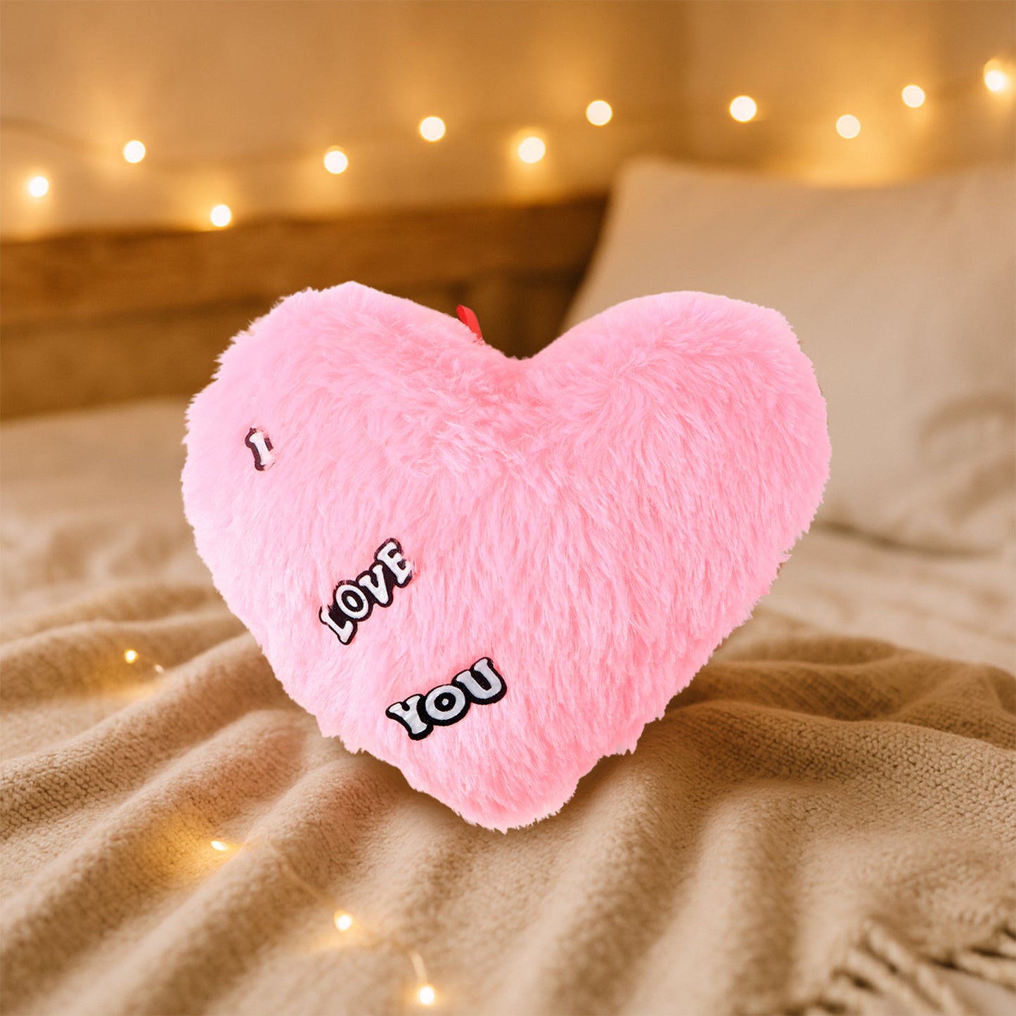 Softplush Heart Shape Cushion With I Love You (1 Pc)
