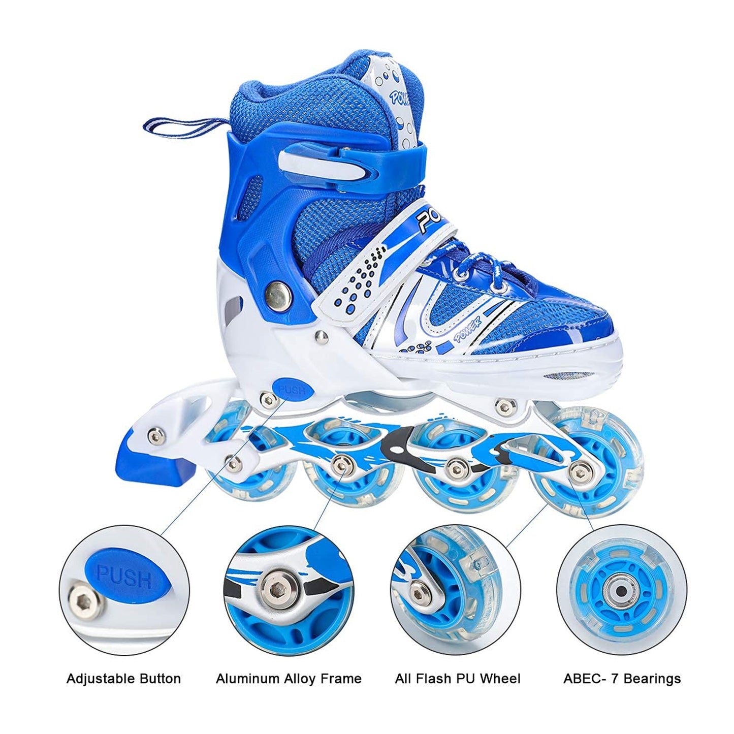 Inline Skates With Led Flashing Light Wheel With Adjustable Length Skate Premium High Quality Skates Pair