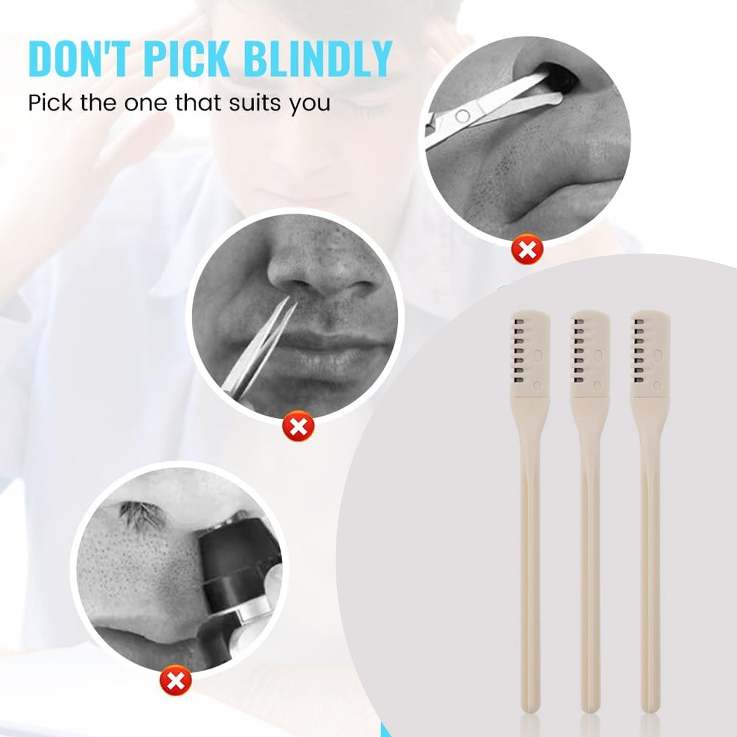 Nosehair Removal Trimmer Nose Hair Remover Razor Kit Blade (3 Pcs Set)