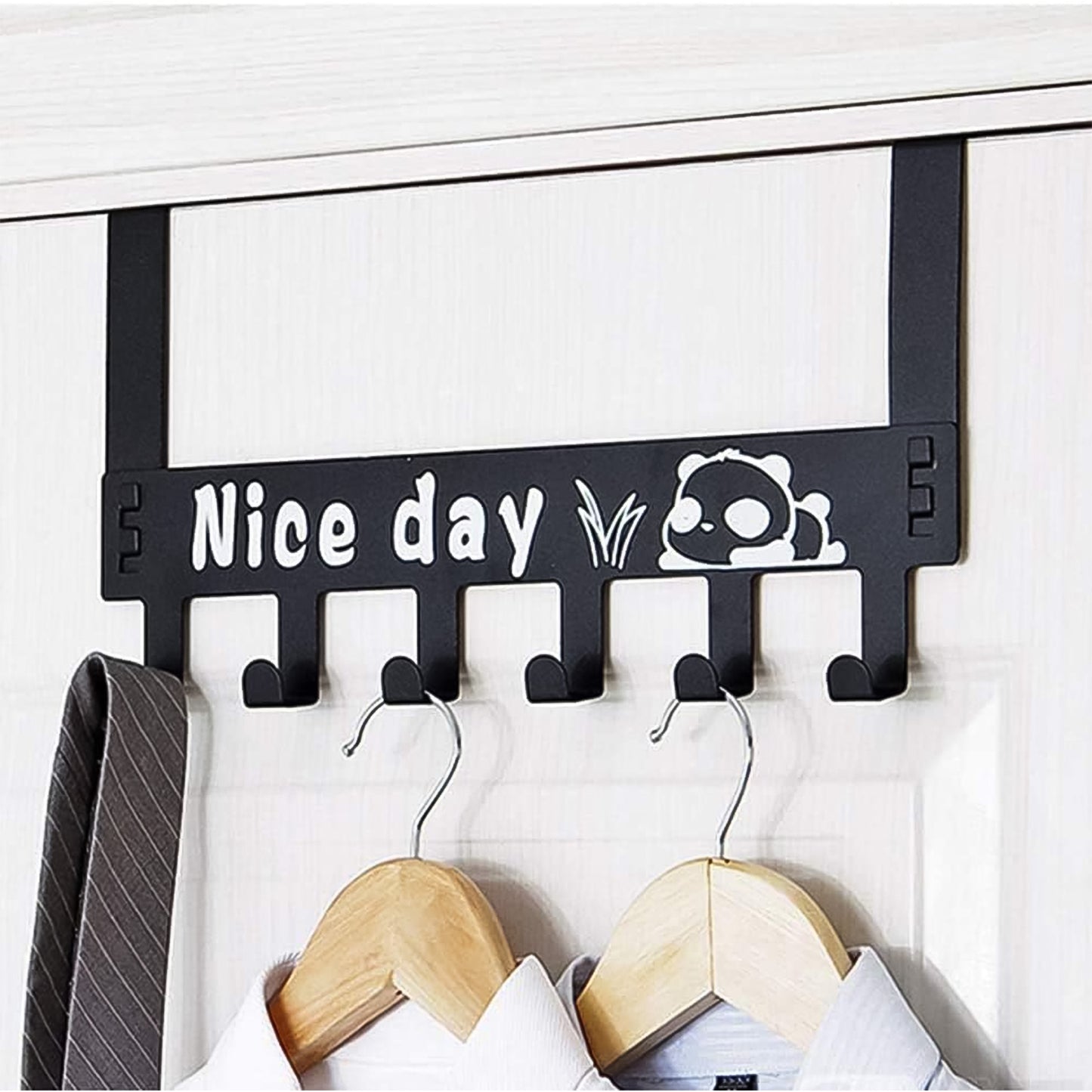 Heavy-Duty Carbon Steel Door Hook Hanger Rack (1 Pc 6 Hook Black)