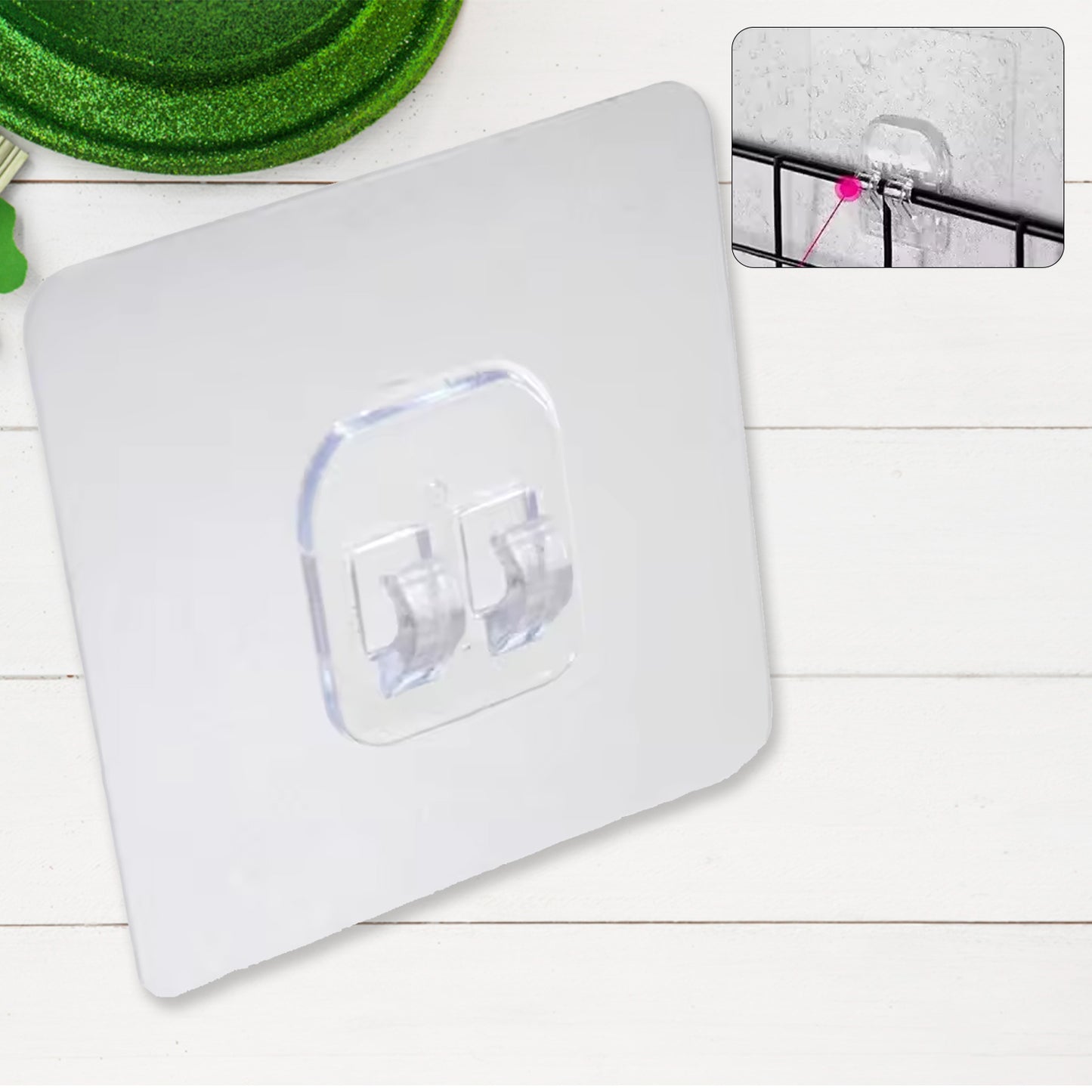 Household Self Adhesive Wall Hooks Punch-Free Wall-Mounted Hook Seamless Transparent No Nails Drill Waterproof Hooks For Bathroom Kitchen Home (1 Pc)