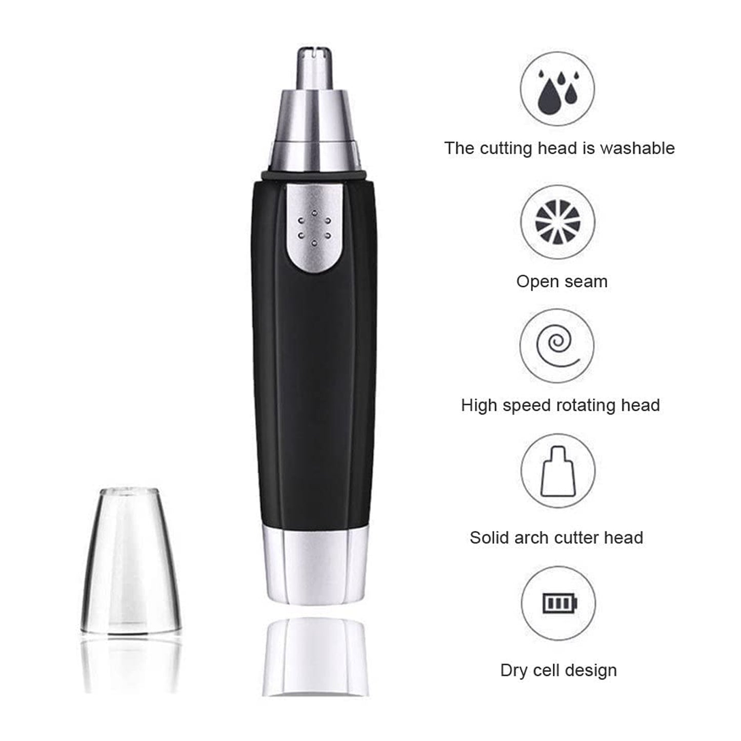 Sharp New Ear And Nose Hair Trimmer Professional Heavy Duty Steel Nose Clipper Battery-Operated.