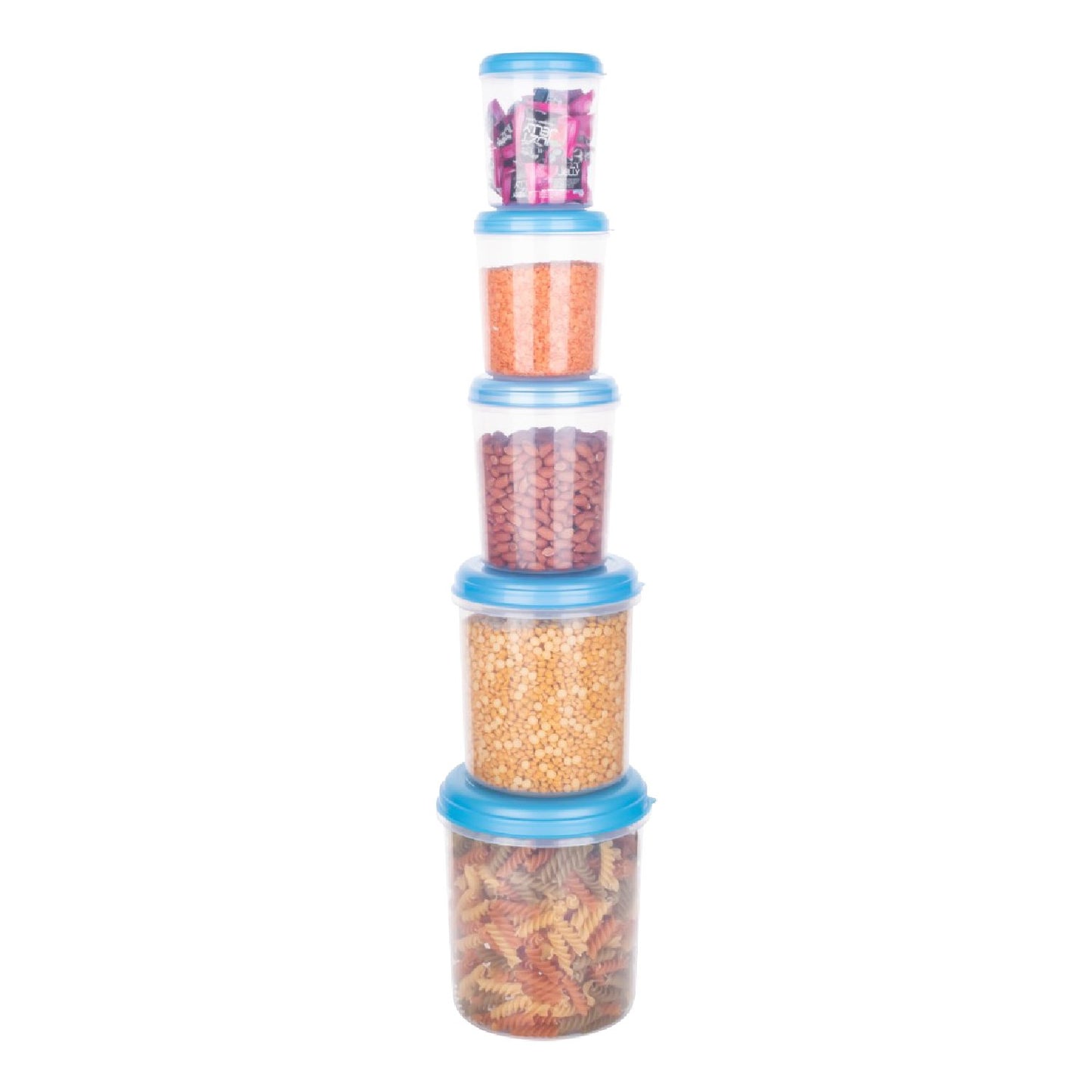 Plastic Transparent Container Air Tight Dabba Set (3000Ml 2000Ml 1000Ml 750Ml 500Ml)
