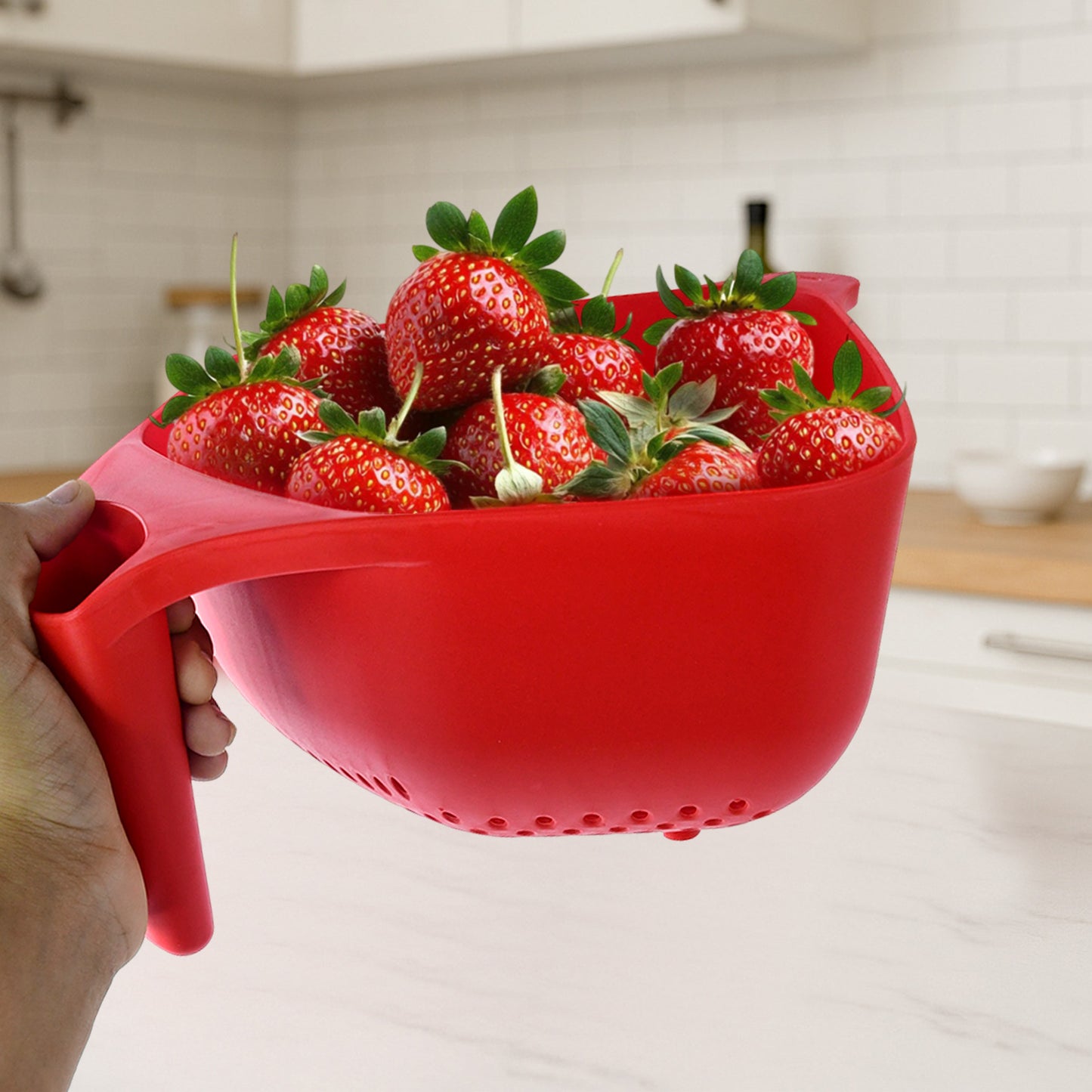 Apexmulti-Functional Plastic Strainer Bowl With Ergonomic Handle (1 Pc)