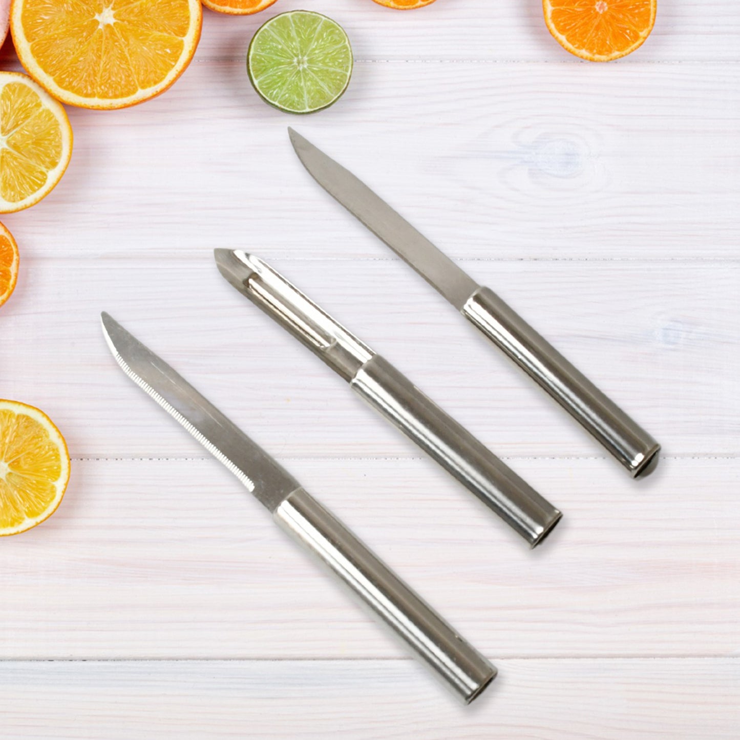 Stainless Steel Multipurpose Sharp Cutting Knife With Non-Slip Handle For Fruit Meat And Vegetable Chopping (Pack Of 3)