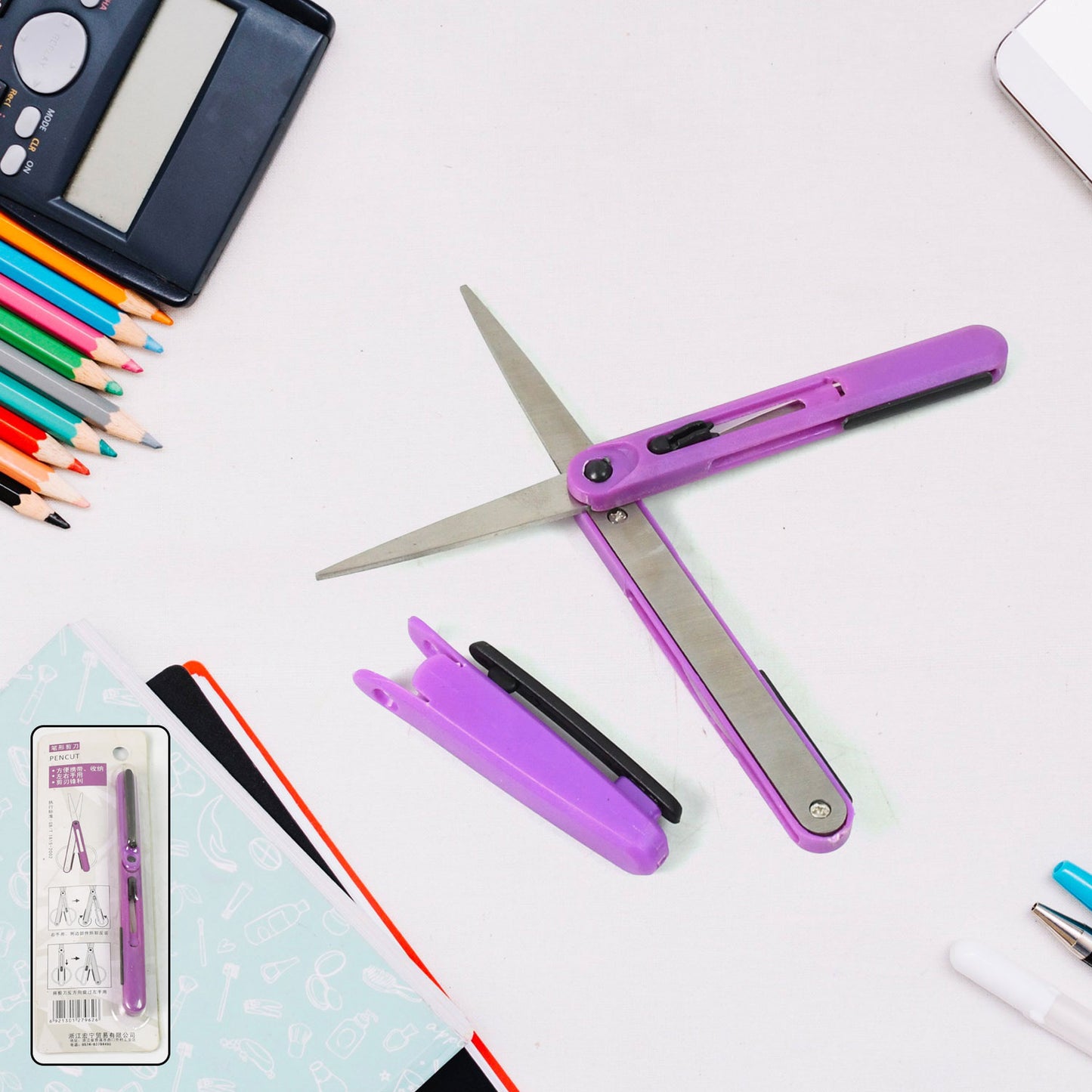 Pen Cut Compact Scissors In Pen Format Pen-Style Portable Travel Scissors (1 Pc)