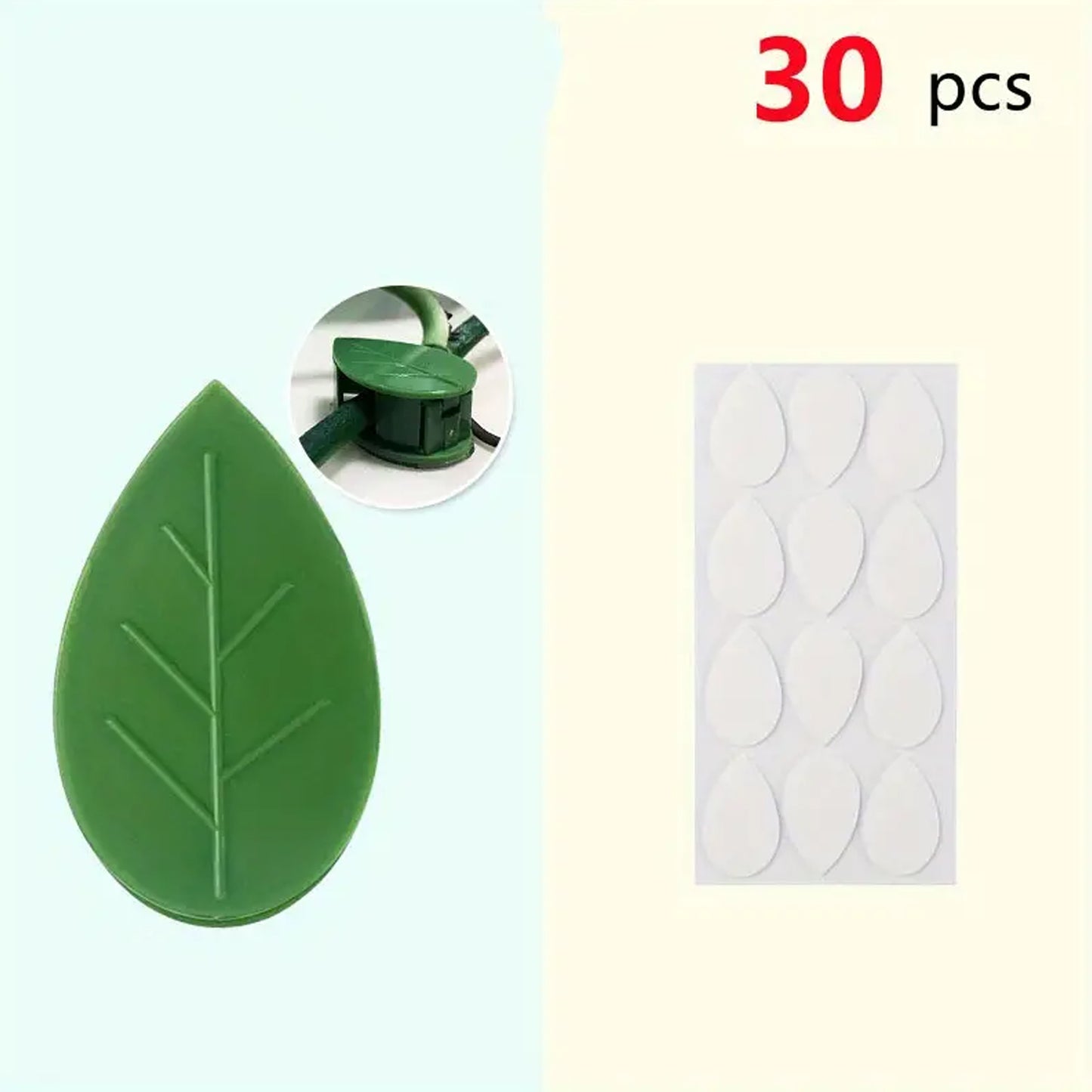 Plant Climbing Wall Fixture Clip Self-Adhesive Hook Vines Traction Invisible Stand Green Leaf Plant Clip Garden Wall Clip Plant Support Binding Clip Plants For Indoor Outdoor Decoration (30 Pcs Set)