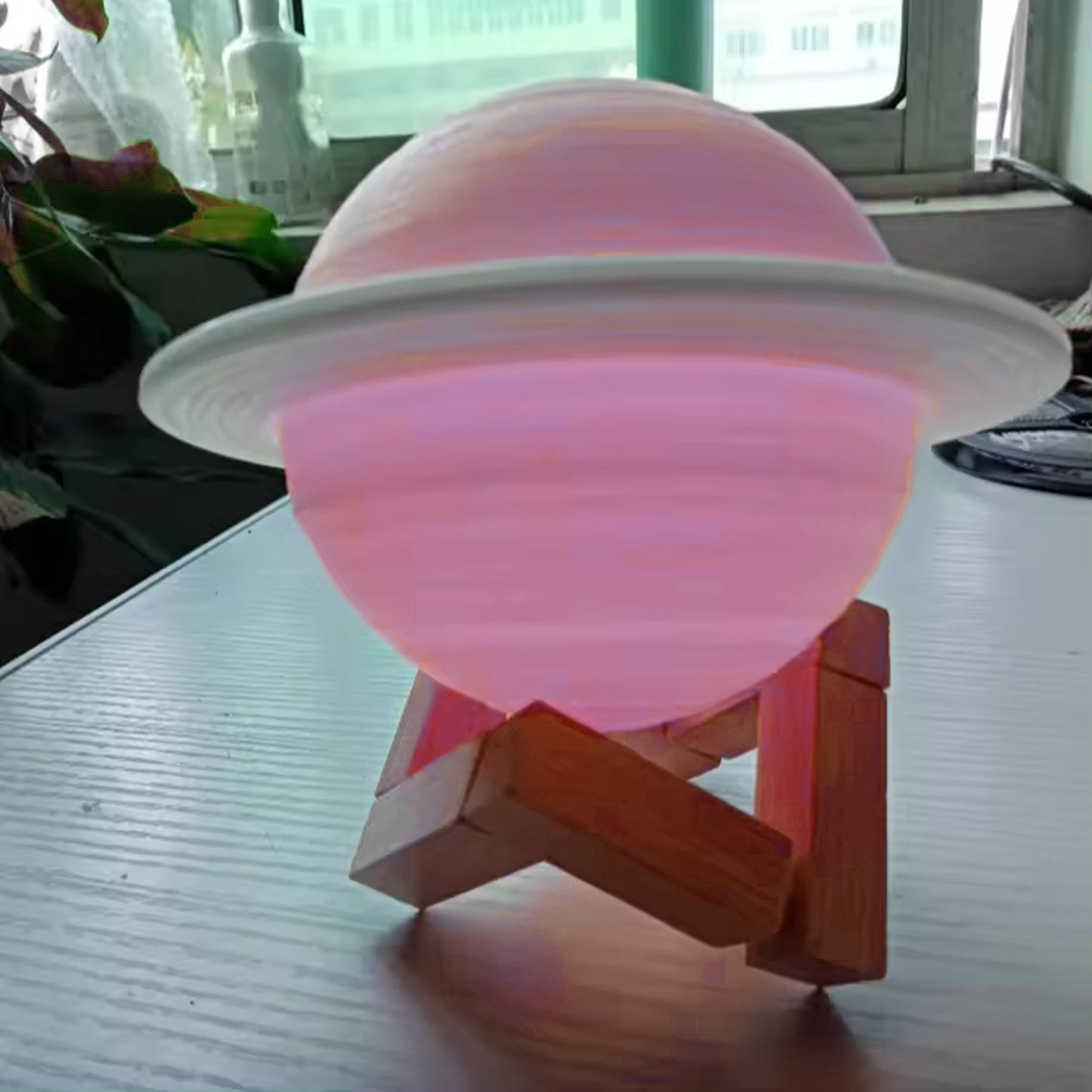 3D Saturn Lamp Home Decoration Bedside Night Light With Base (1 Pc Multicolor)