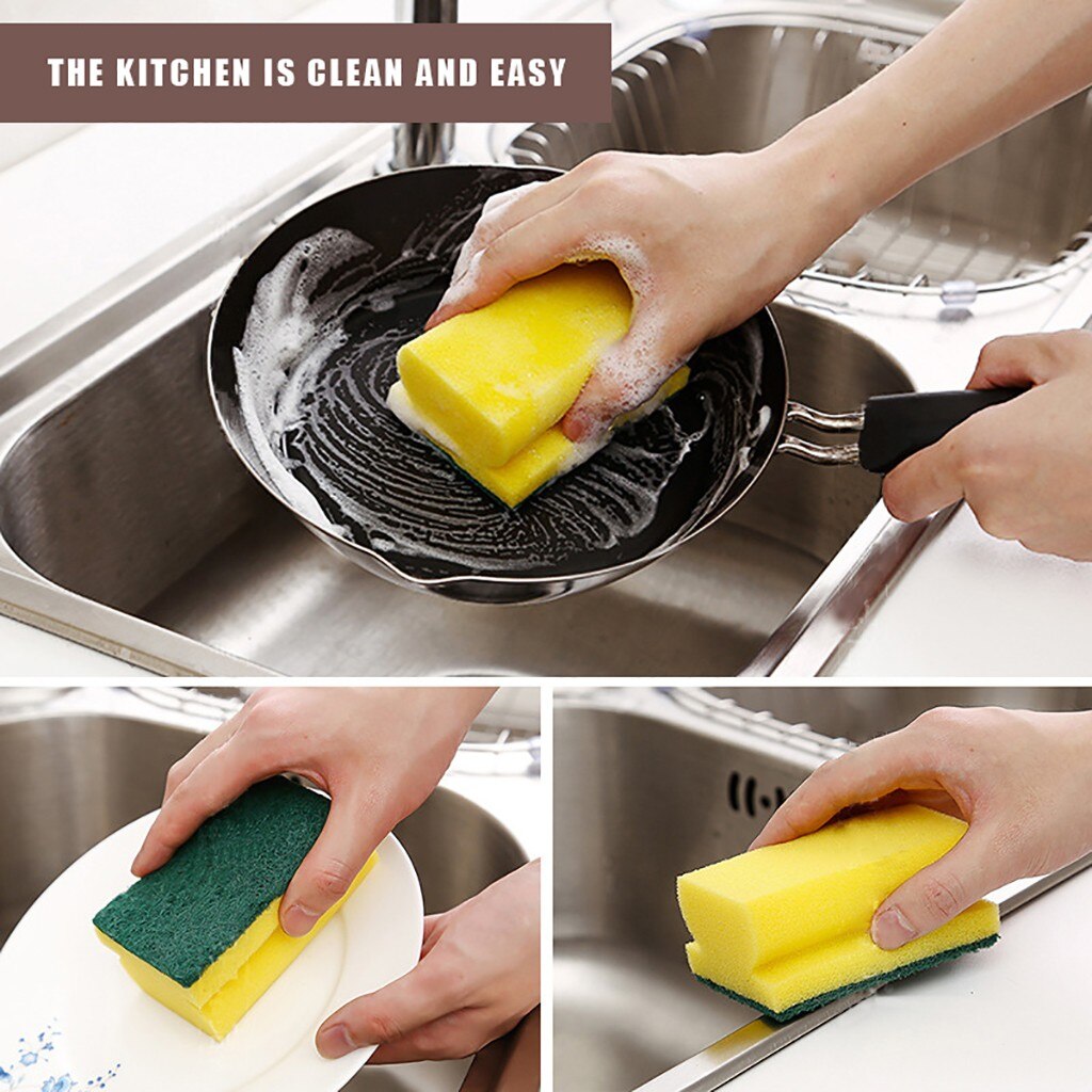 Scrub Sponge 2 In 1 Pad For Kitchen Sink Bathroom Cleaning Scrubber