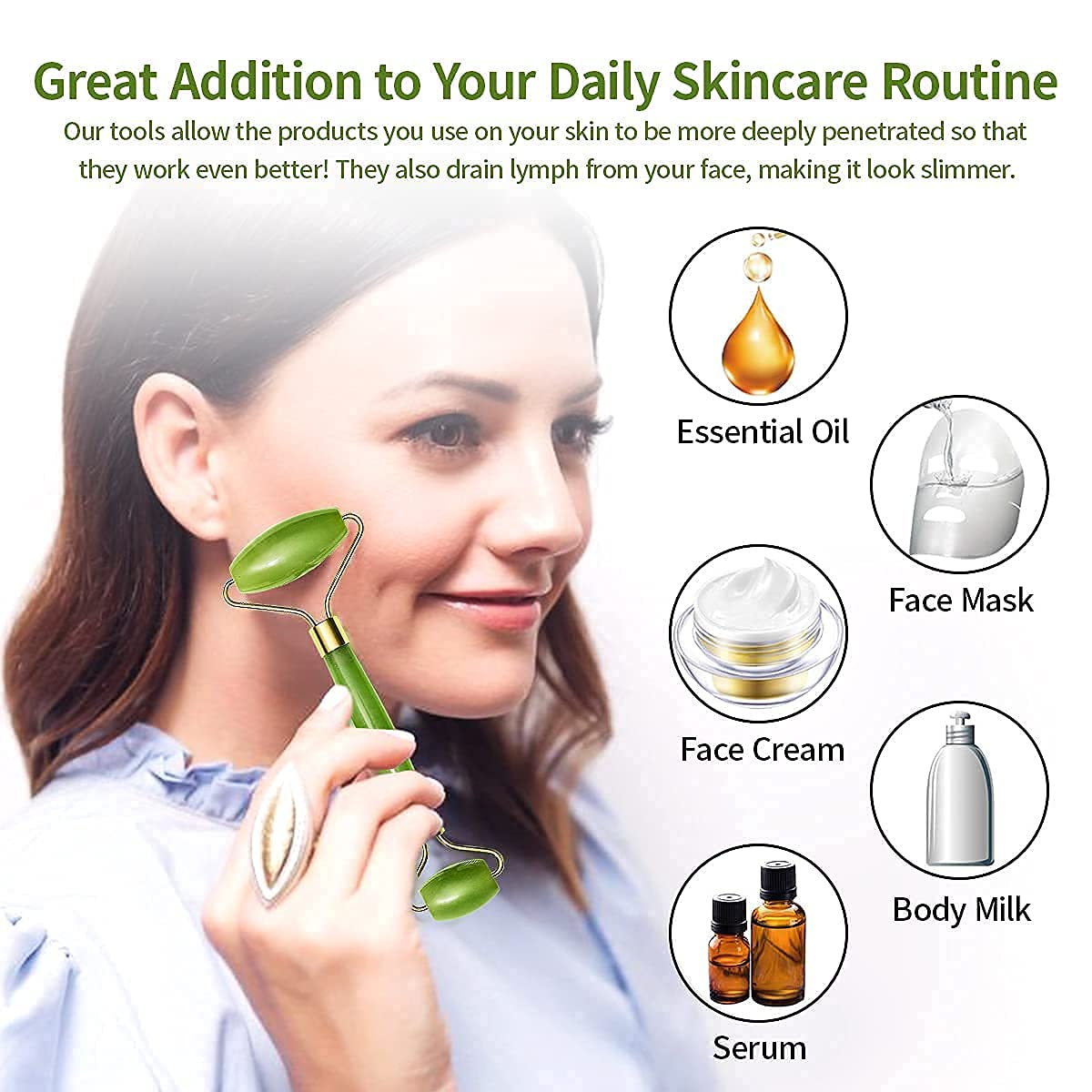 Gua Sha Stone And Anti Aging Jade Roller Massager For Face Massage Natural Face Skincare Massager Face Roller Massager For Women Face Shaper Jade Roller And Gua Sha Set For Glowing Skin