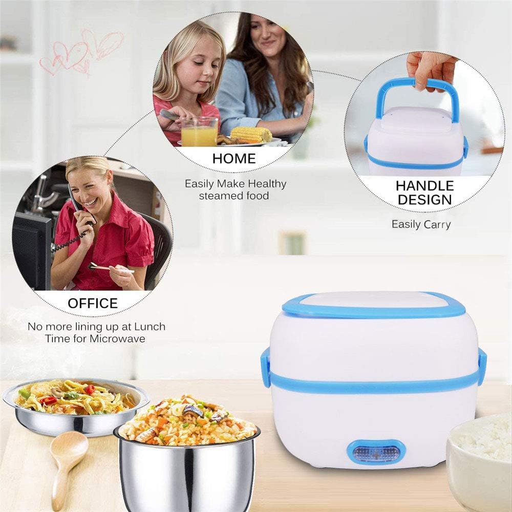 Electric Lunch Box Portable Food Warmer Food Heating Lunch Box Removable Food-Grade Stainless Steel Compartments 220V 200W For Car Truck Office