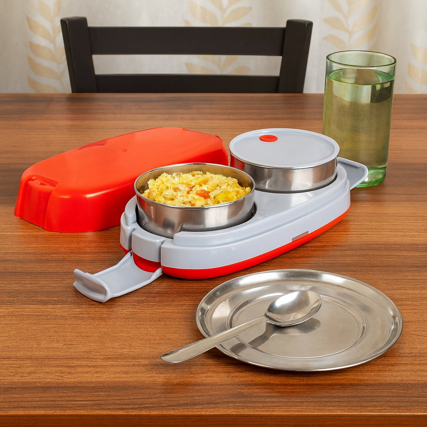 Orbitelectric Lunch Box With Dual Stainless Steel Containers Set