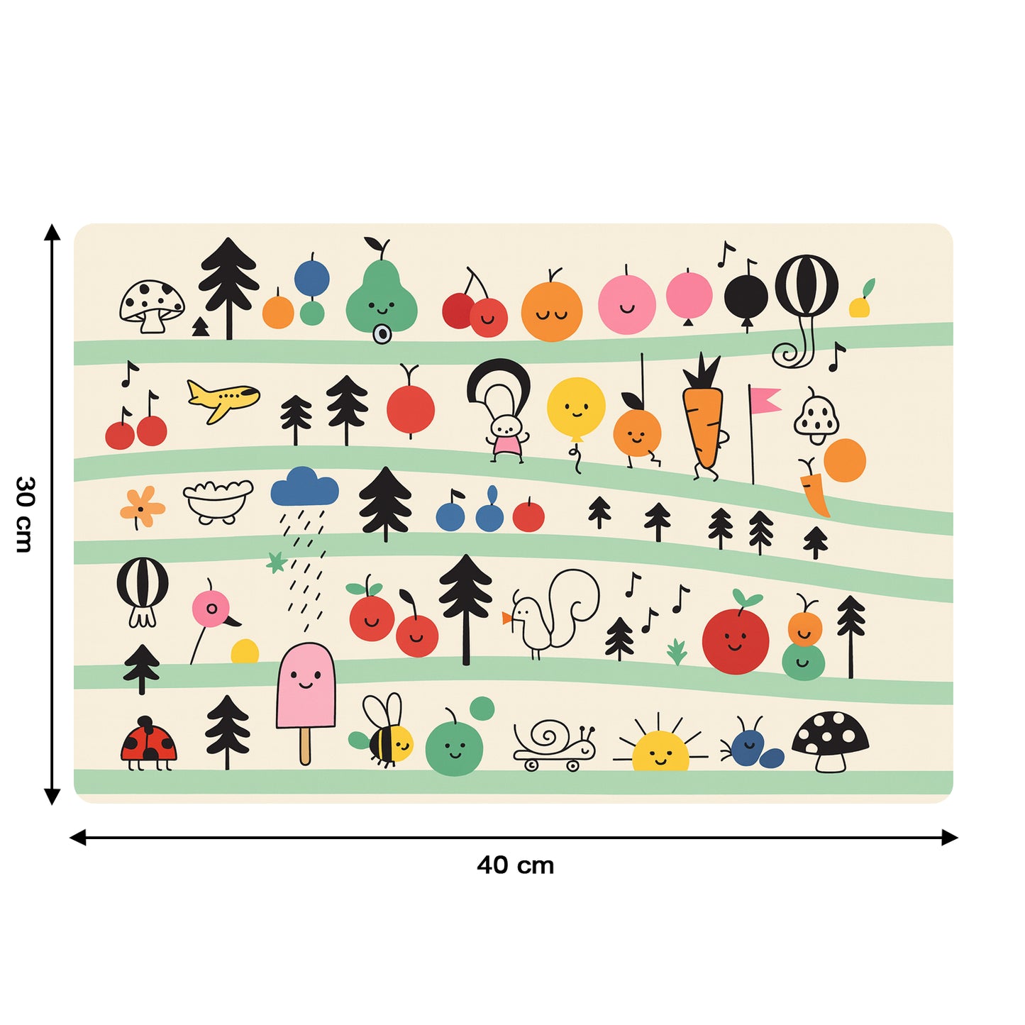 Colorful Cartoon Printed Dining Table Placemats For Kids (4 Pc 40X30 Cm)