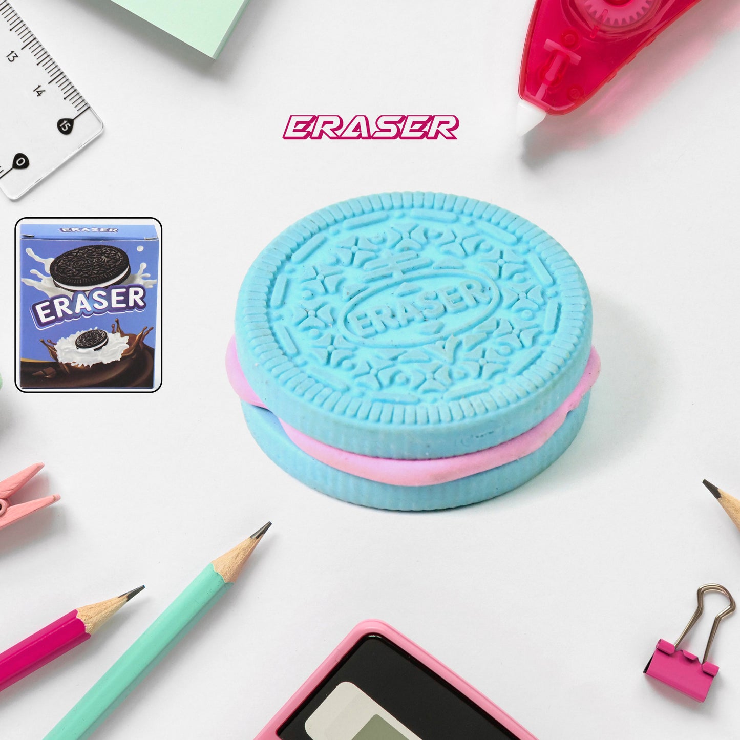 Biscuit Shape Eraser Unique Designs Patterns (1 Pc)