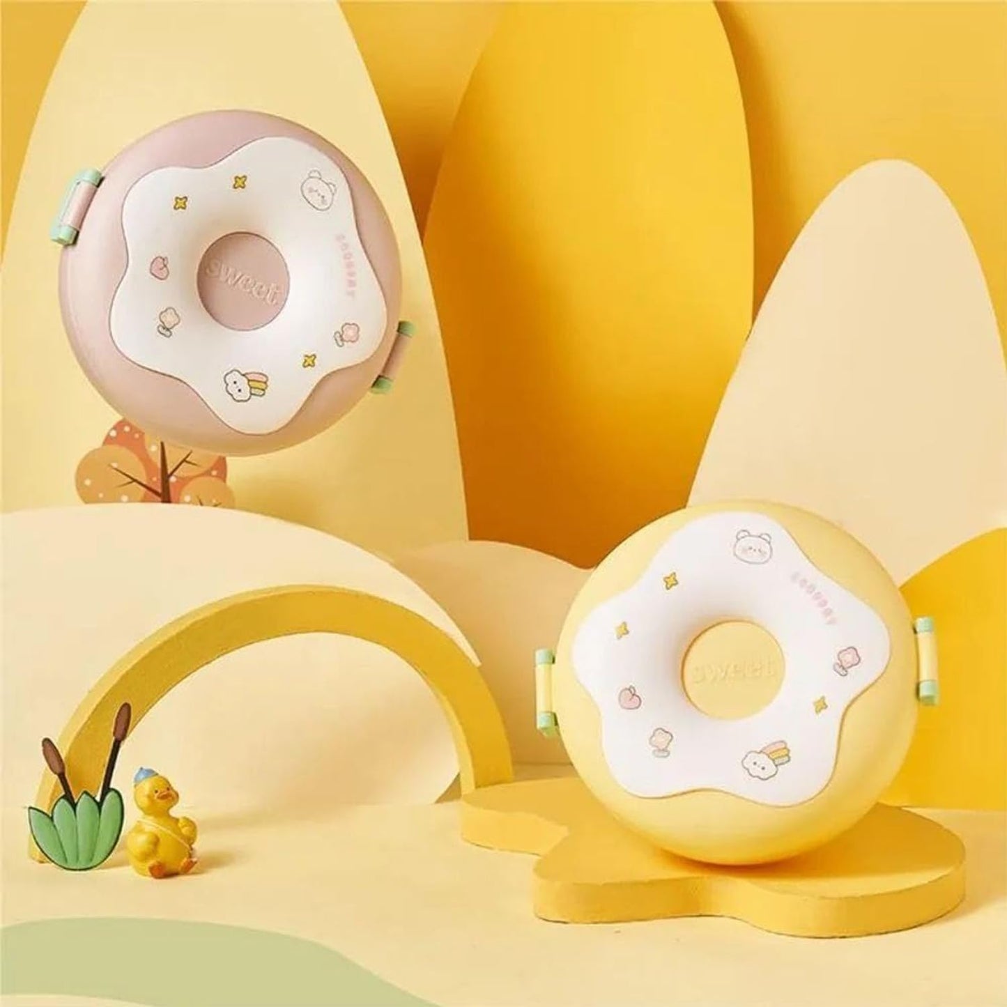 Donutshaped Double Insulated 3 Compartment Lunch Box (1 Pc Mix Color)
