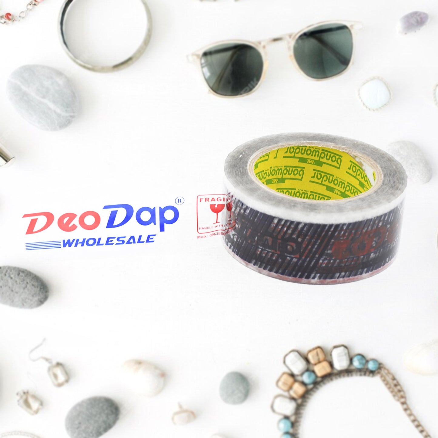 Deodap Printed Transparent Strong Adhesive Packaging Tape For Multipurpose Use Packing Adhesive Tape Office Product (2 Inch X 120 Mtr.)