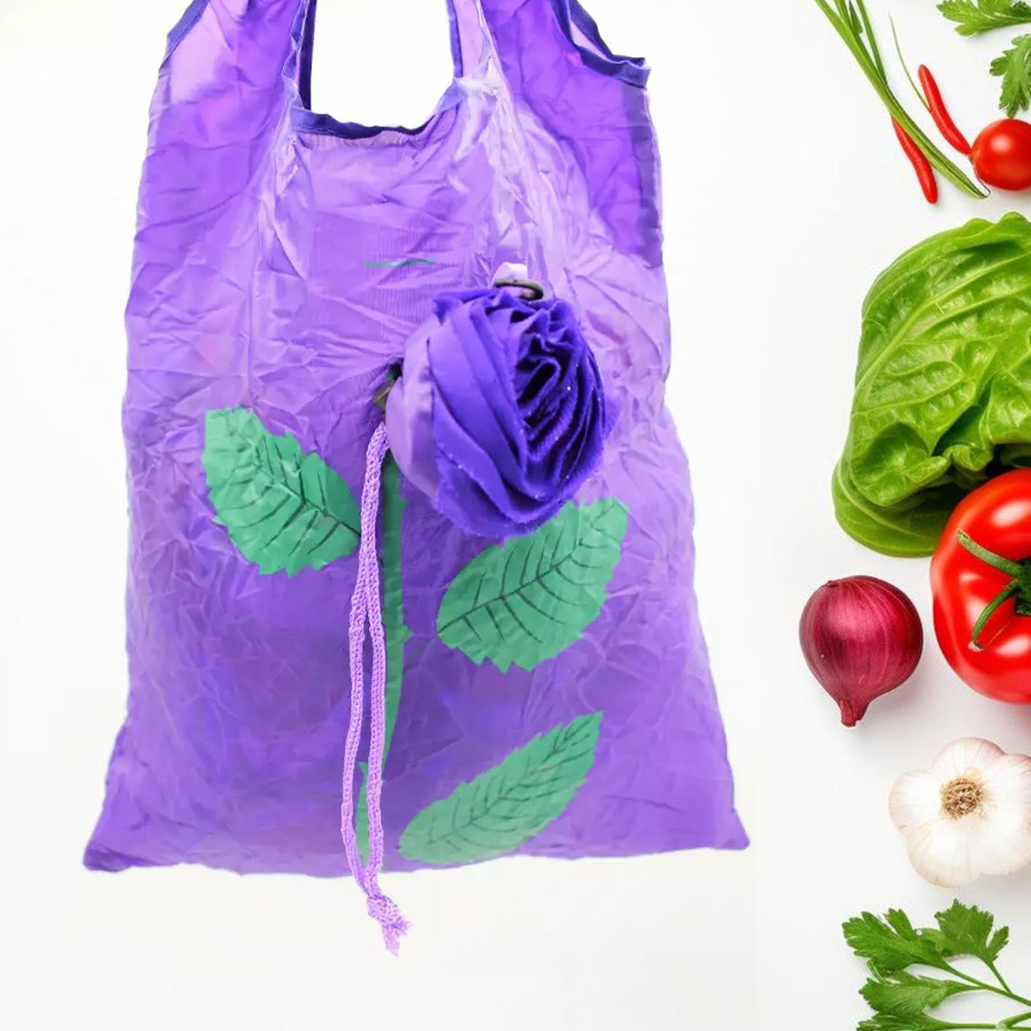 Foldable Bag Cute Rose Shape Cover Reusable Bag Naylon Bag Nylon Shopping Carry Bags Large Reusable Foldable Bag Eco Friendly Shopping Folds To Pocket Size Tote Grocery Shoulder Handbag Travel Bag (1Pc)
