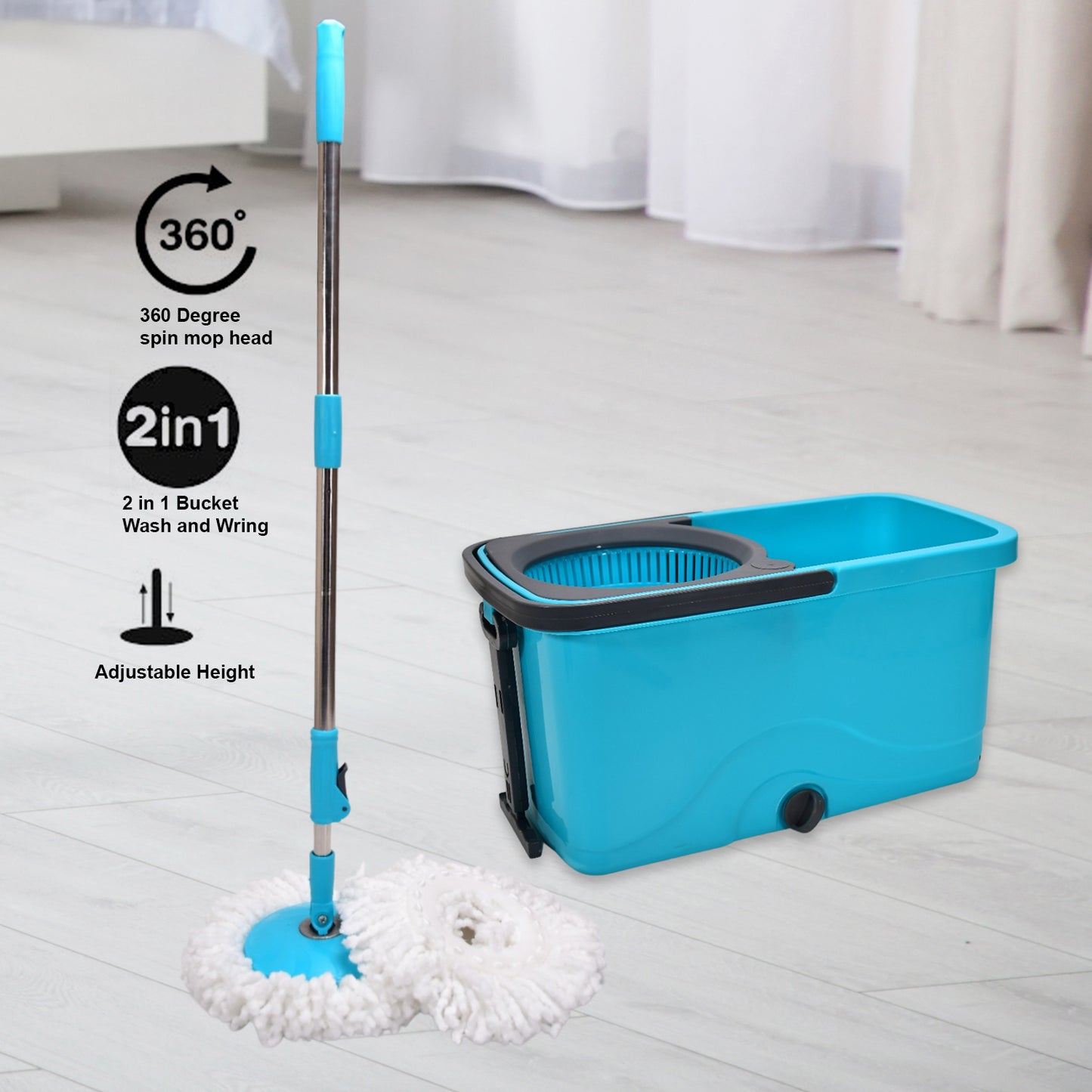 Quick Spin Mop Plastic Spin Bucket Floor Cleaning Easy Wheels Big Bucket Floor Cleaning Mop With Bucket