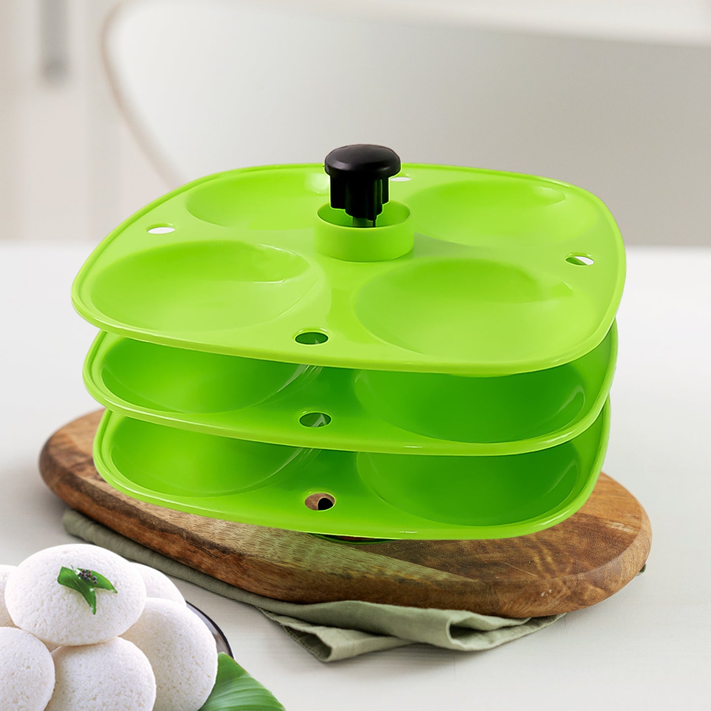 3 Layer Idli Stand Used In All Kinds Of Household Kitchen Purposes For Holding And Serving Idlis.