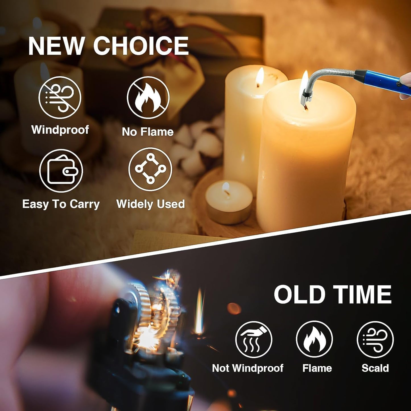 Metalrechargeable Electric Arc Lighter With Flexible Neck (1 Pc)