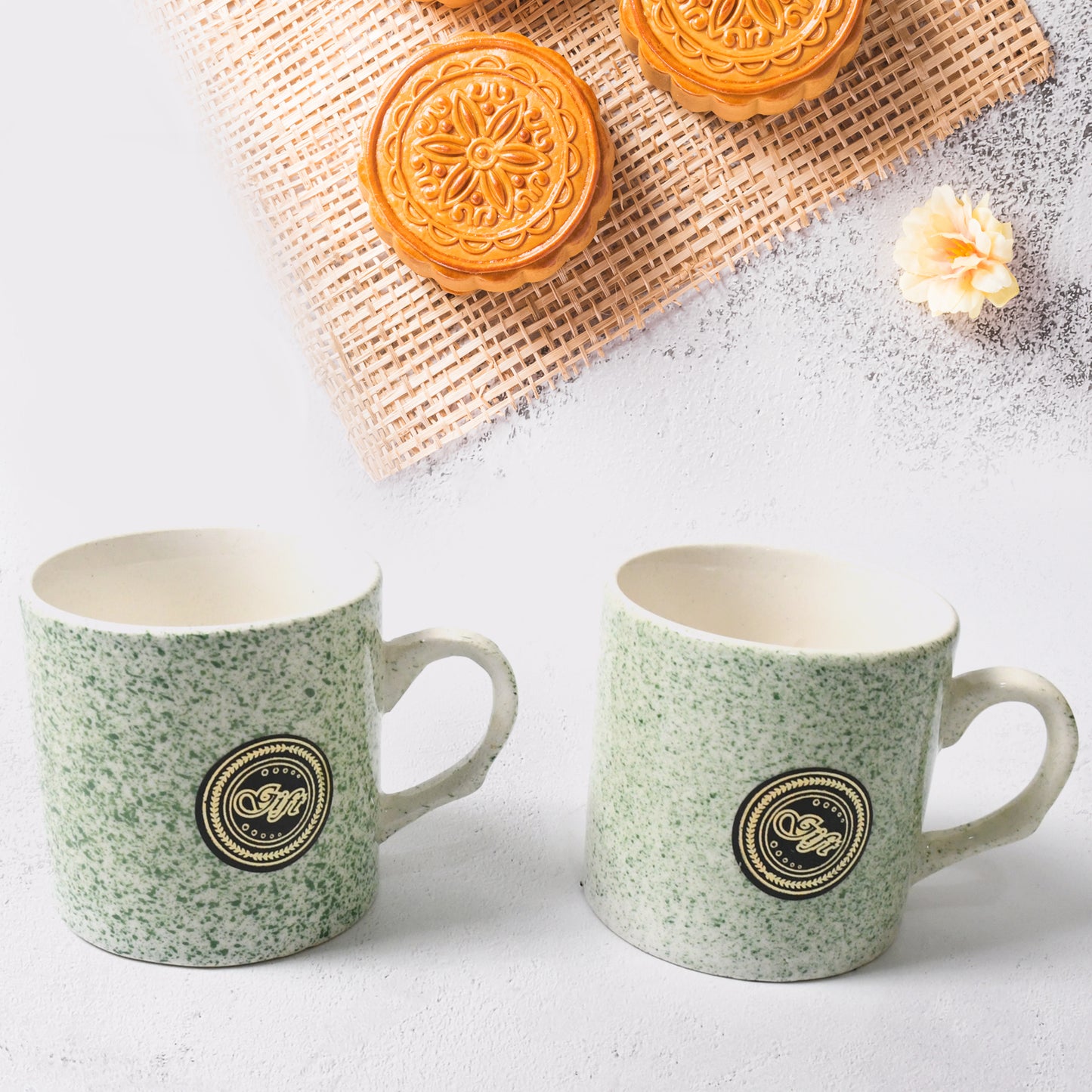 Alpino Ceramic Tea Cups Set With Plastic Serving 2 Compartment Platter Milk Cup Mug Coffee Cup Tea Cup Bpa Free Food Grade Or Outdoor For Household Gift For Birthday (3 Pcs Set)