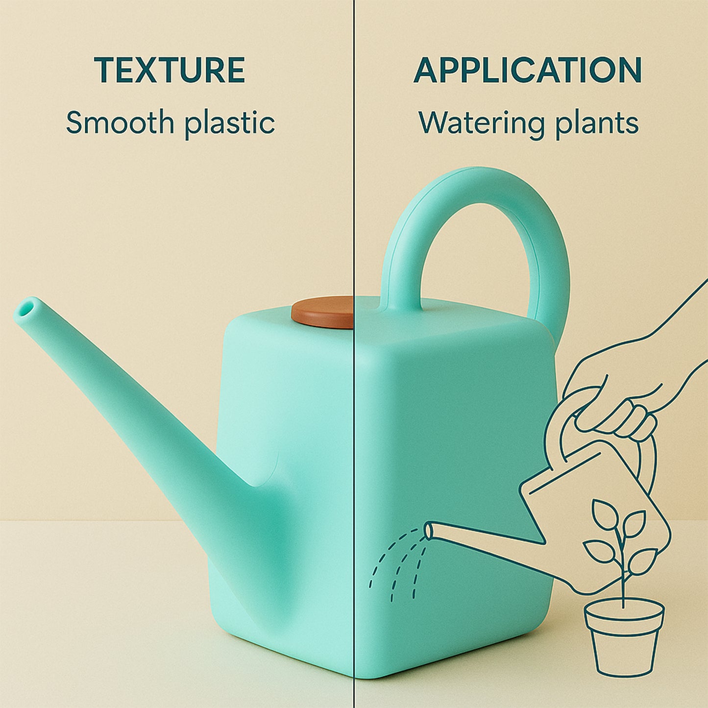 2 Litre Heavy-Duty Plastic Gardening Watering Can With Long Spout Ergonomic Handle