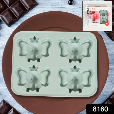 Silicone Cartoon Shape 4 Grid Ice Cube Tray Ice Cube Molds Trays Small Cubes Tray For Fridge Flexible Silicon Ice Tray (1 Pc)