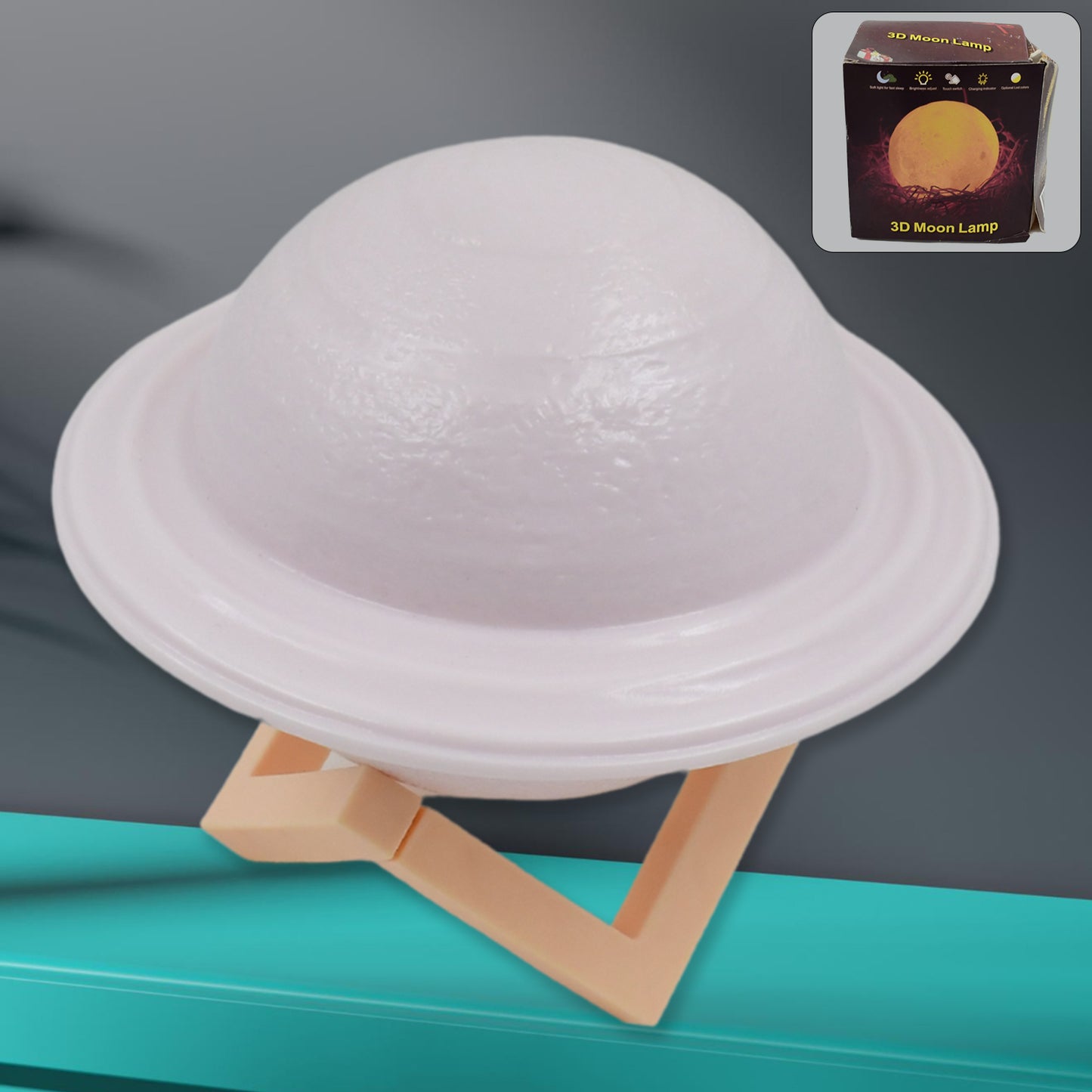 3D Saturn Lamp Home Decoration Bedside Night Light With Base (1 Pc Multicolor)