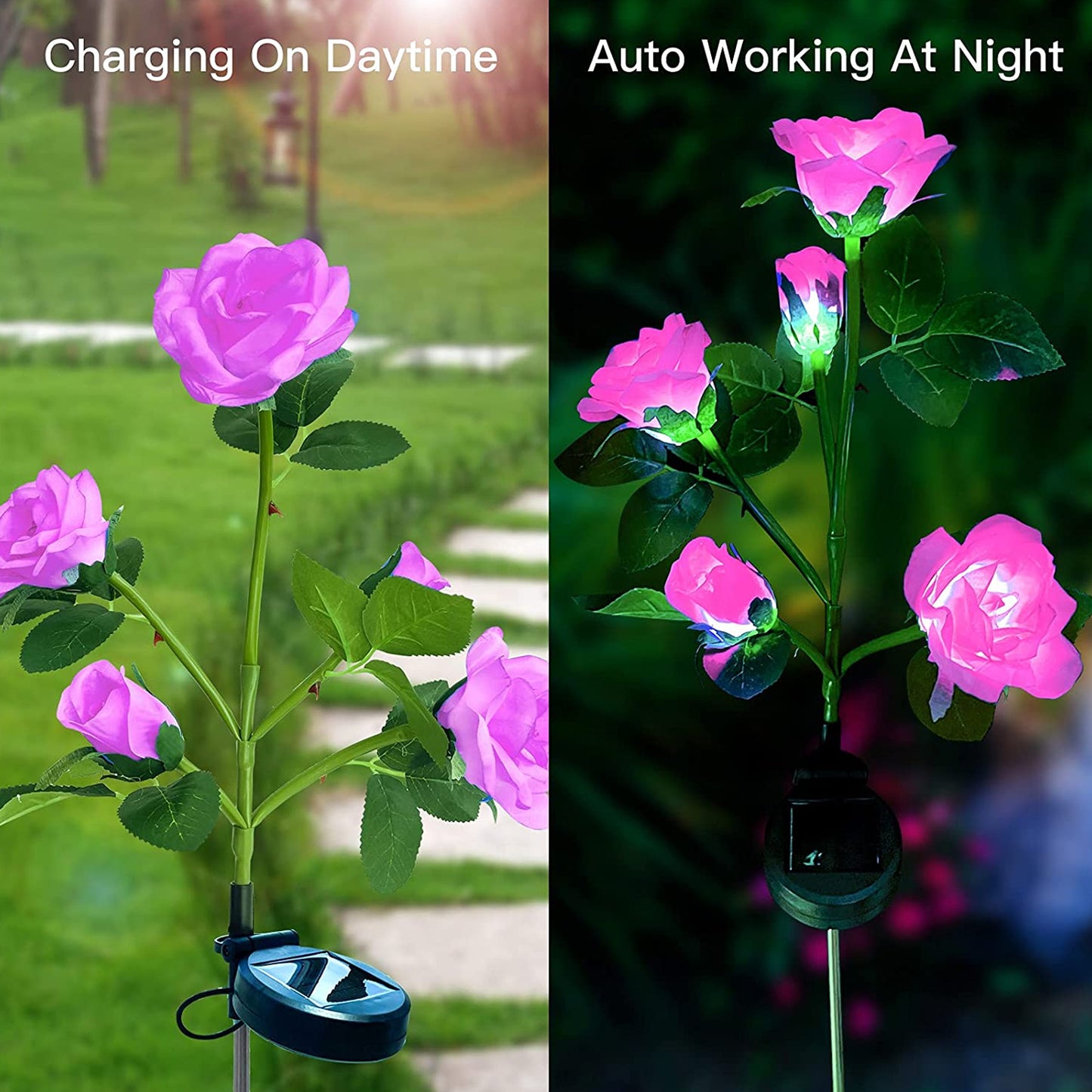 Garden Solar Outdoor Rose Lights Decorative Waterproof Flower Light For Garden Patio Landscape Pathway Yard Holiday Decoration
