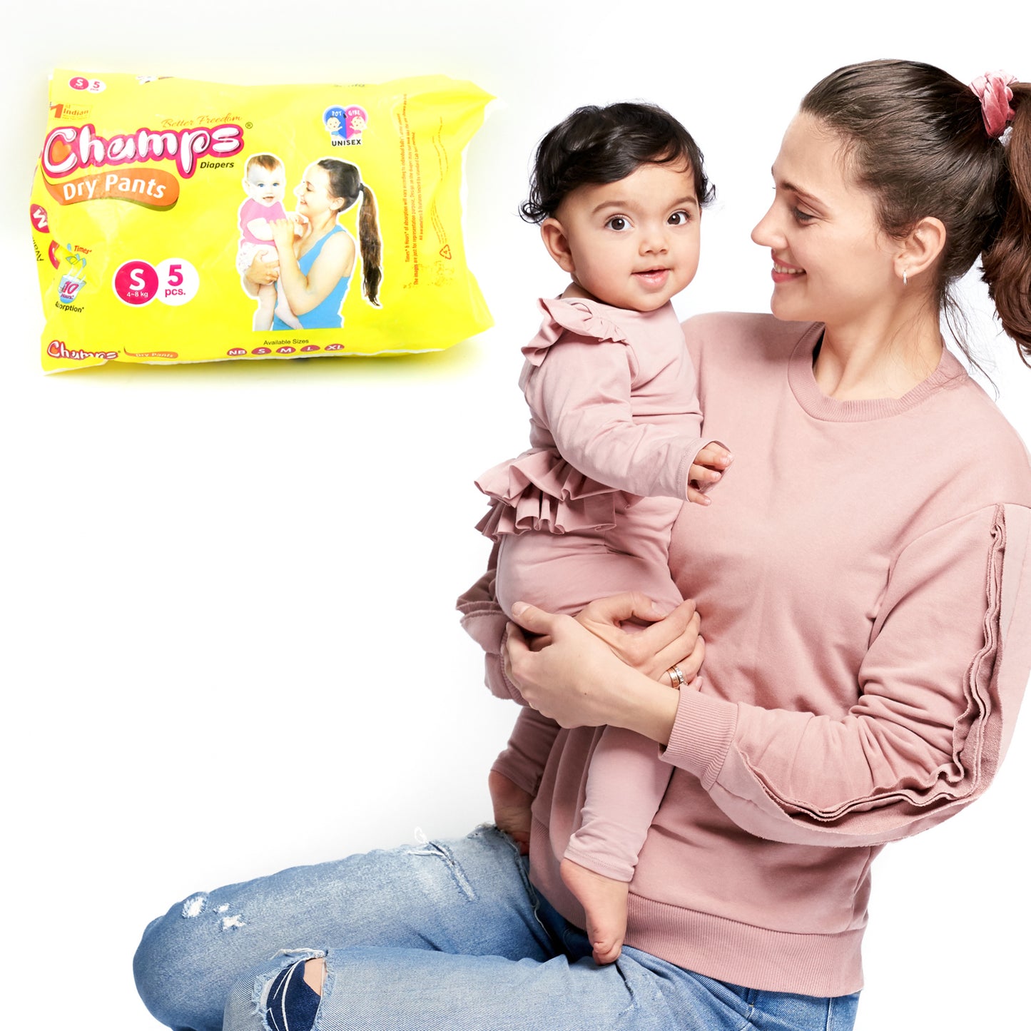 Small Champs Dry Pants Style Diaper- Small Best For Travel Absorption Champs Baby Diapers Champs Soft And Dry Baby Diaper Pants (S5 Pcs )