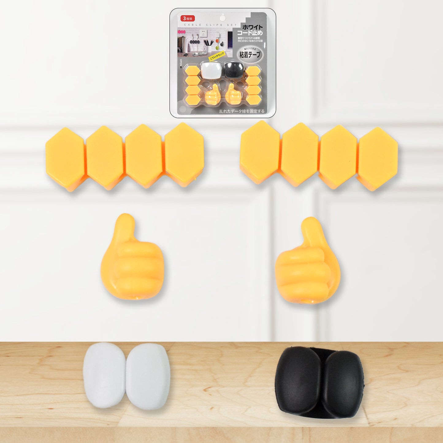 Selfadhesive Hooks For Cable Clips Desktop Cable Organizer (6 Pcs Set Mix Design)