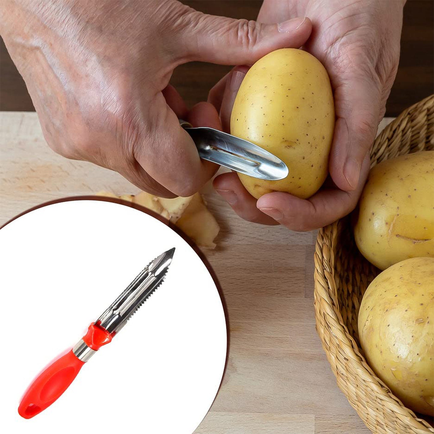 Multipurpose 2-In-1 Stainless Steel Knife Peeler (1 Pc)