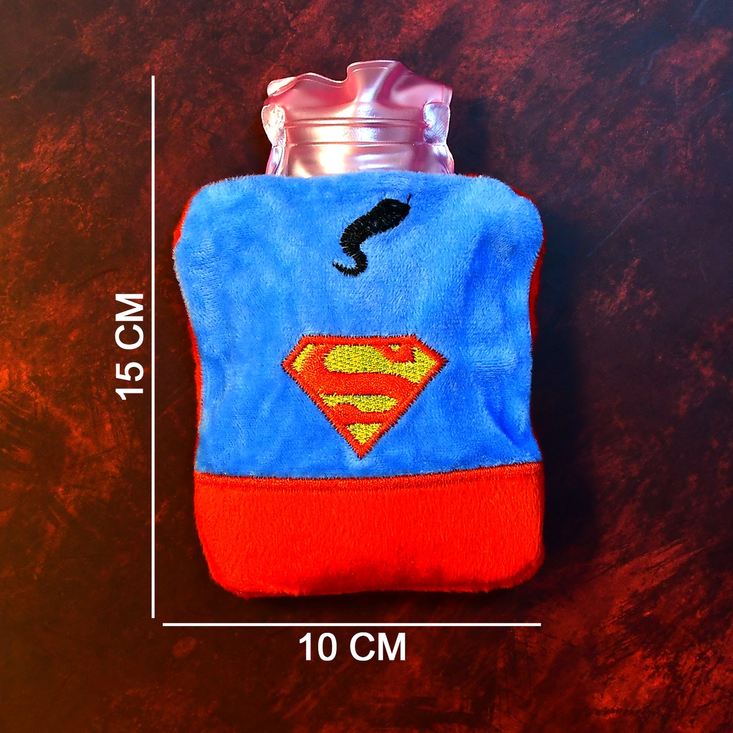 Superman Print Small Hot Water Bag With Cover For Pain Relief Neck Shoulder Pain And Hand Feet Warmer Menstrual Cramps.