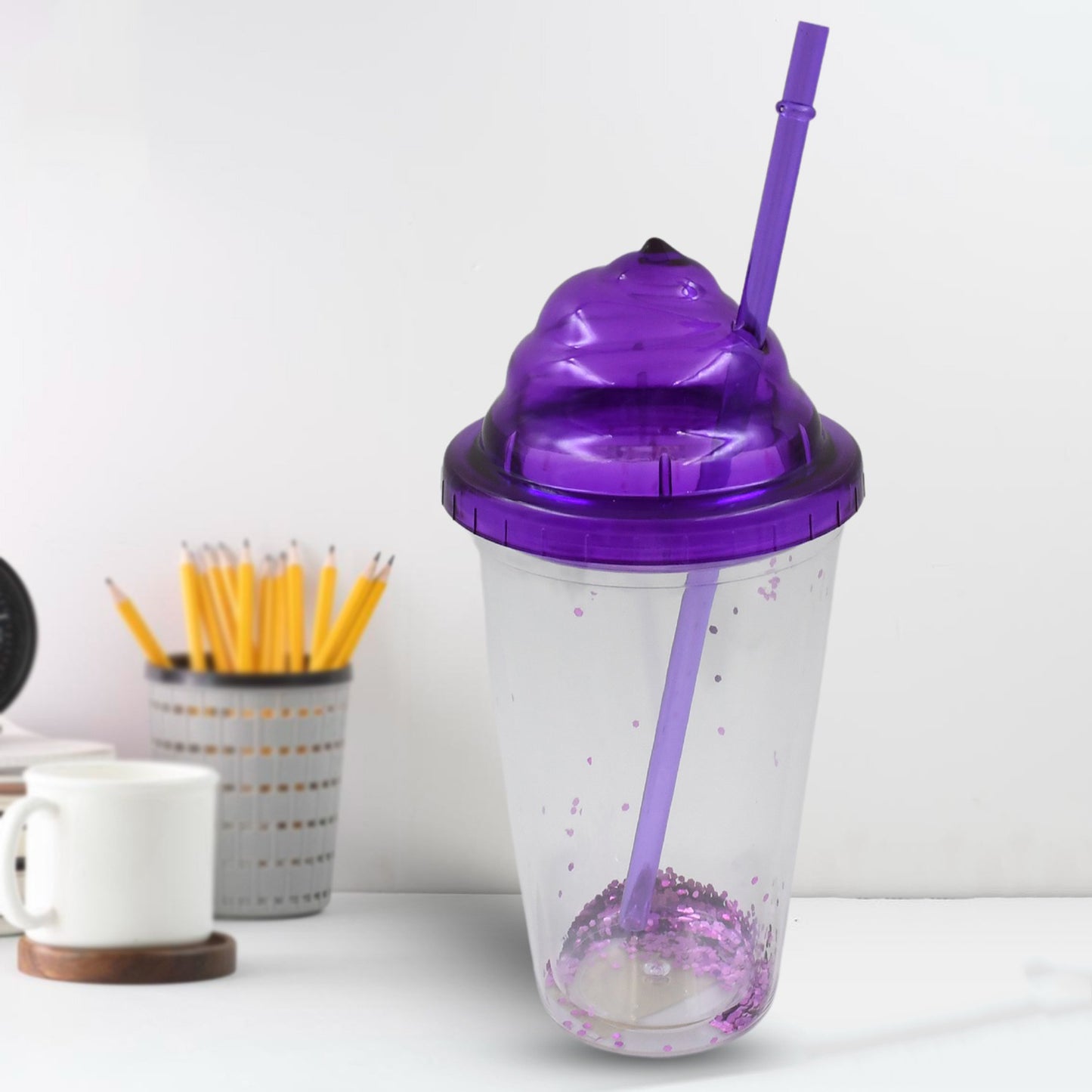 High Quality Plasticcreative Cold Drink Cup Tumble Reusable Tea Coffee Tumbler With Lid And Straw Double Wall Plastic Drinking Sport Bottletravel Tumbler (1 Pc Mix Color)