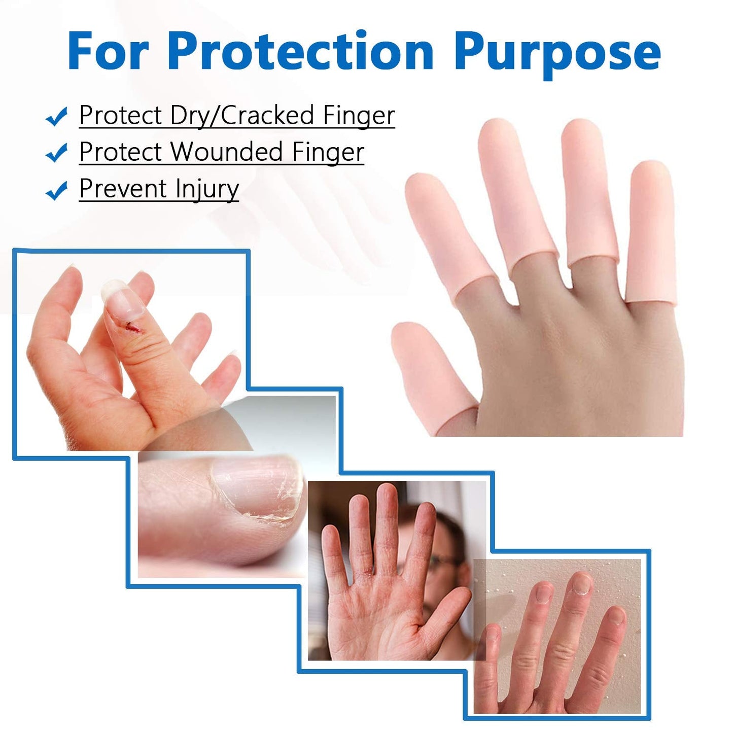 Finger Caps Silicone Finger Protectors Sleeves (Finger Cots 5 Pcs Set)