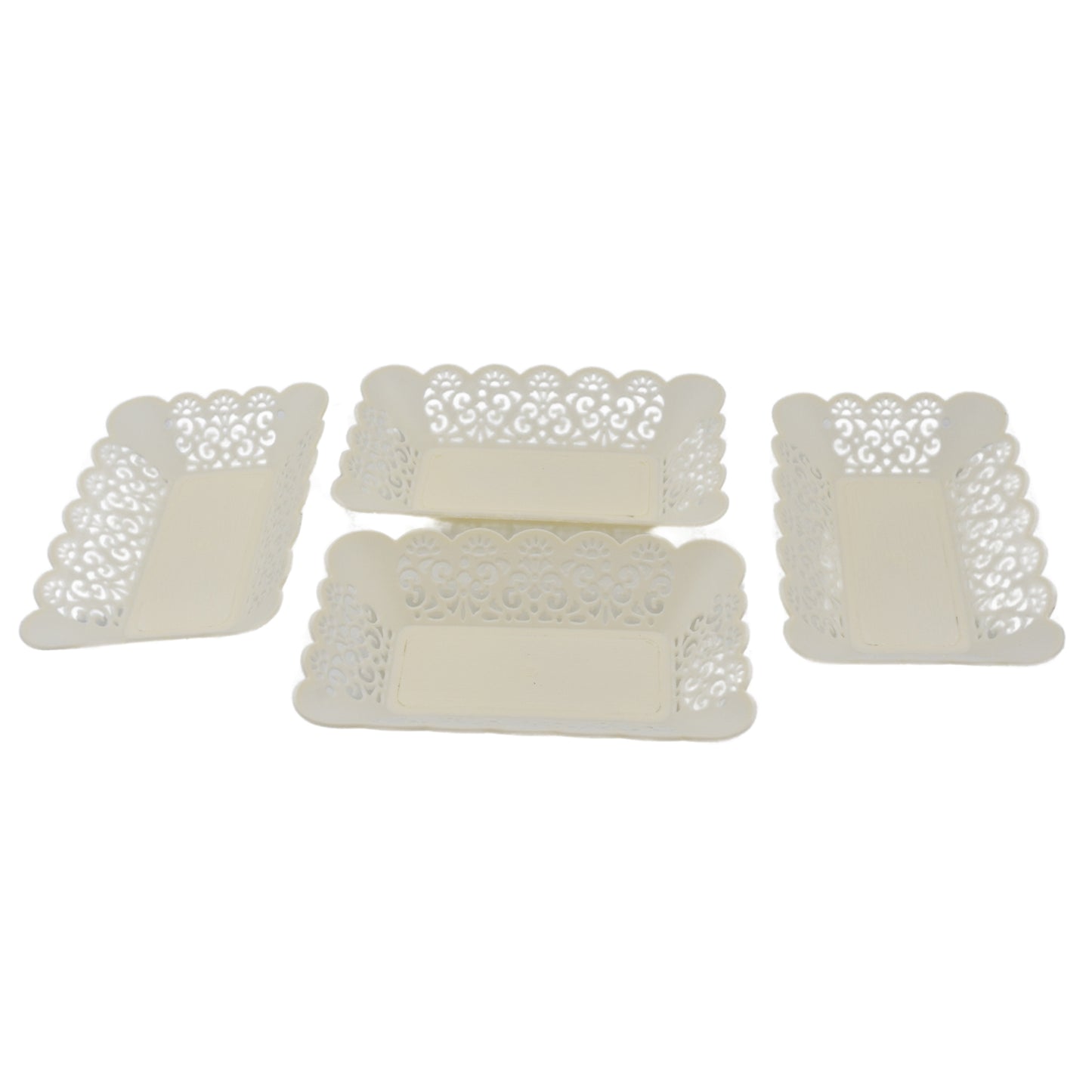 Rectangle Plastic Dinner Plate Snacks Breakfast Restaurant Serving Trays Home School Coffee Hotel Kitchen Office (8 Pcs Set)