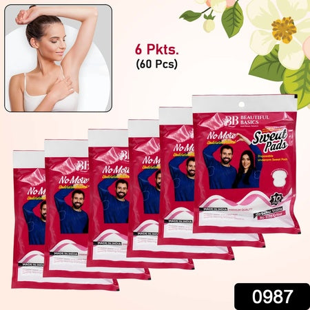Beautiful Basics Underarms Sweat Pads Disposable (Pkts 6X 60 Pcs Set)