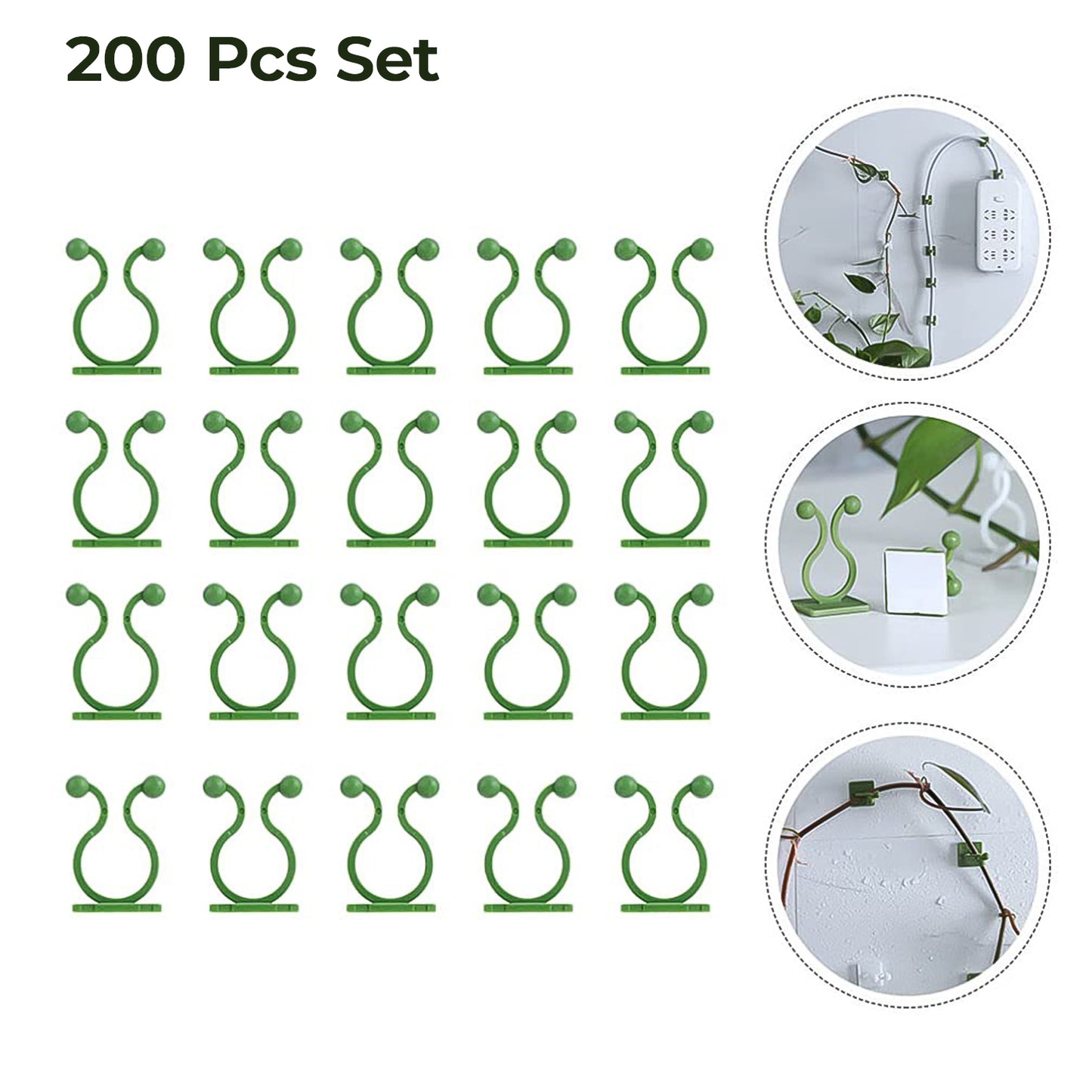 Plantclimbing Wall Fixture Clip Self-Adhesive Hook (200 Pcs Set)