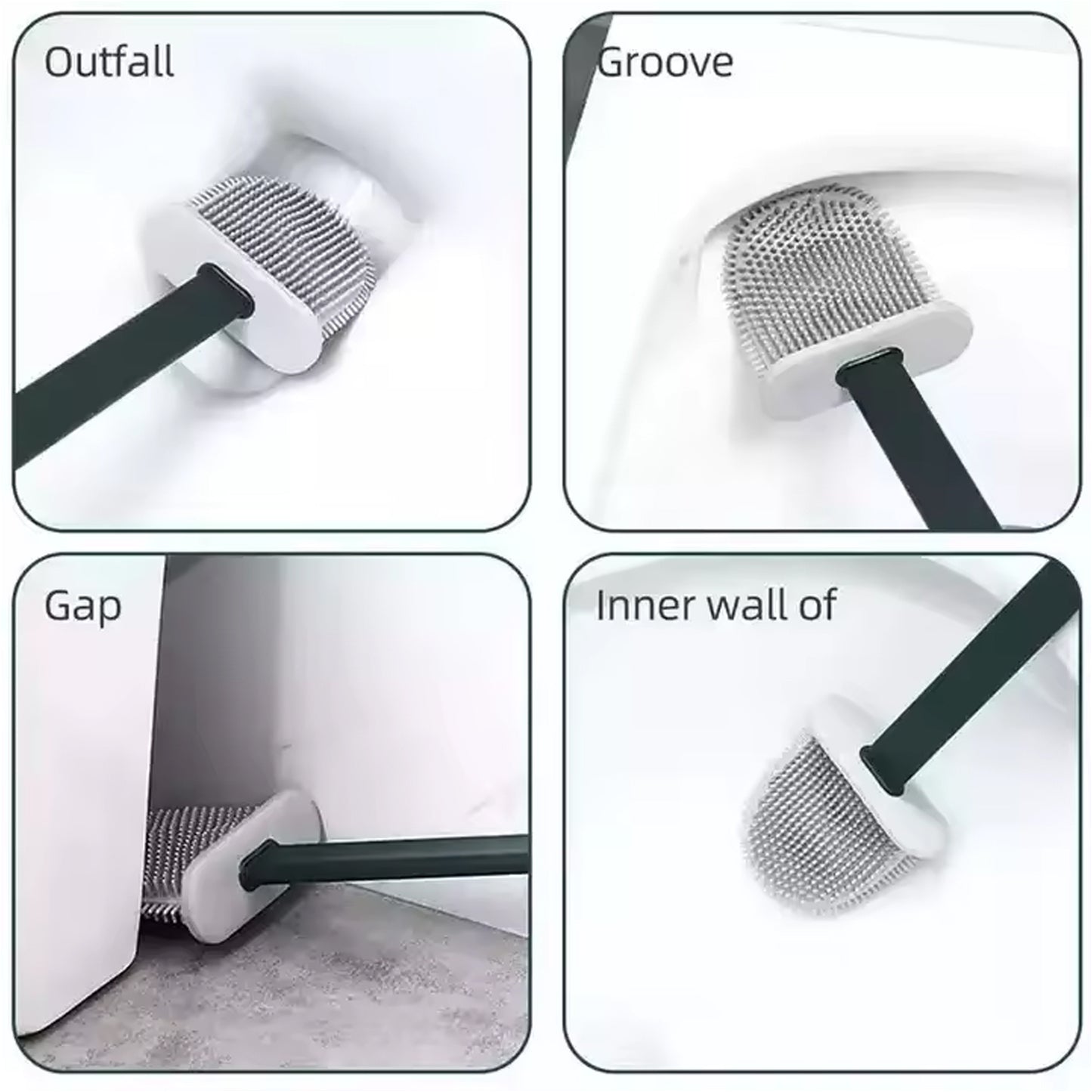 Portable Silicone Toilet Brush With Holder Flex Toilet Brush - Wall Mounted Anti-Drip Set Toilet Cleaner Brush Non-Slip Long Handle Toilet Brush Pack Of 1