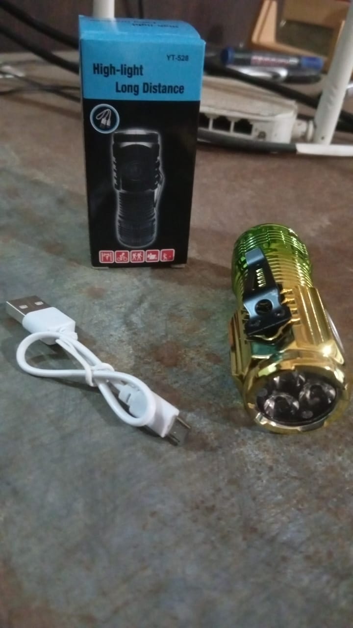 Usb Chargeable Mini 3 Led Flashlight Torch Light (1 Pc)