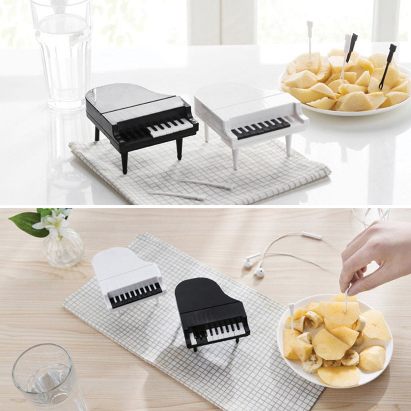 10Pcslot Creative Piano Fruit Forks Set Food Sticks For Dessert Fruit Snack Picking Kitchen Dining Tools (10 Pc Set)