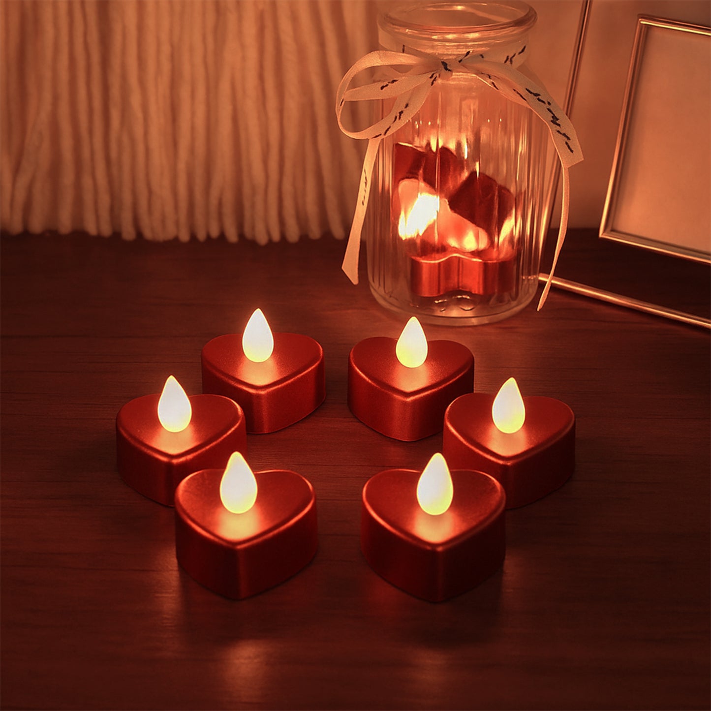 Heart Shape Led Flameless Decorative Candles (6 Pc Set)