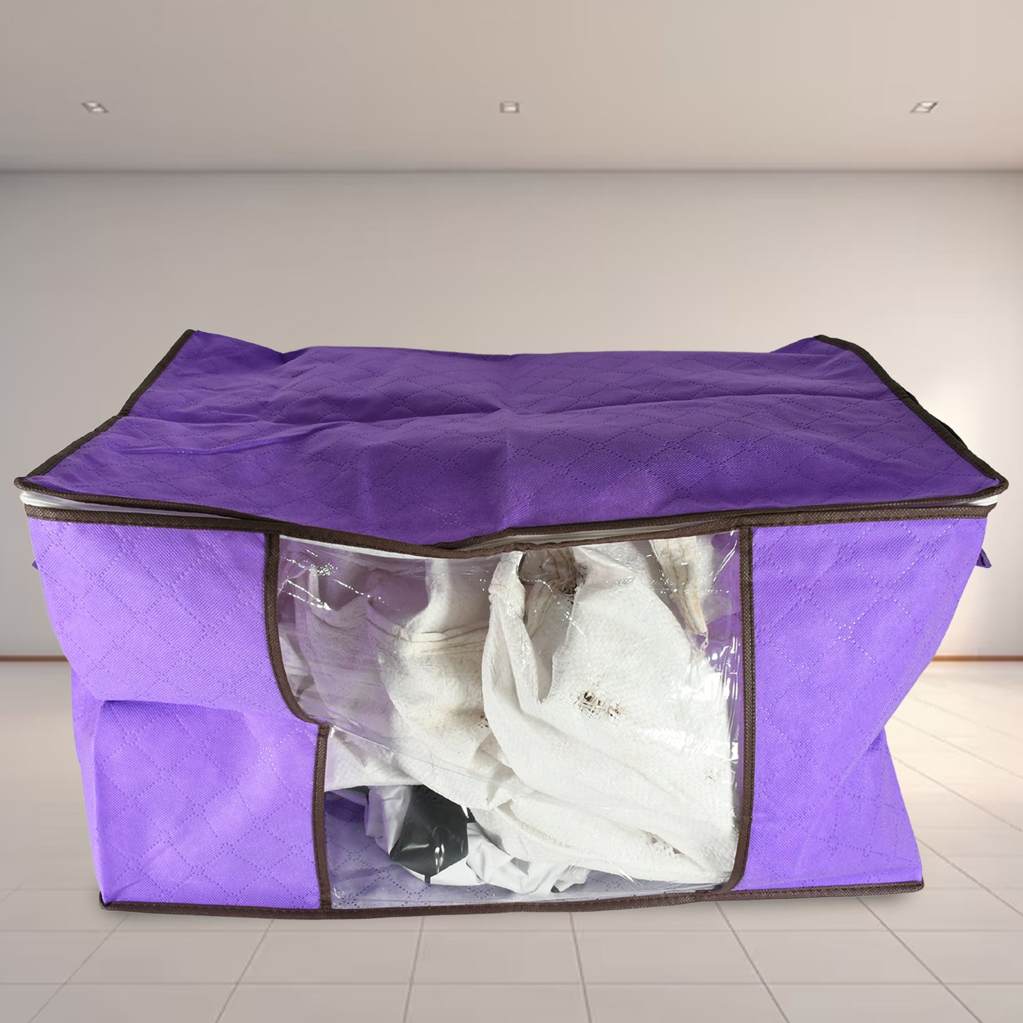 Clothing Storage Bag With Zipper Non-Woven Storage Bag For Storing The Clothes And Sarees.