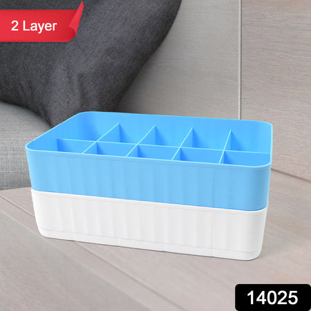 Multi-Function Desktop Drawer Storage Box 10 Grid Underwear Socks Box (2 Pc Set)