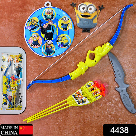 Plastic Archery Bow And Arrow Toy Set With Single Knife And 3Pc Arrow And Target Board