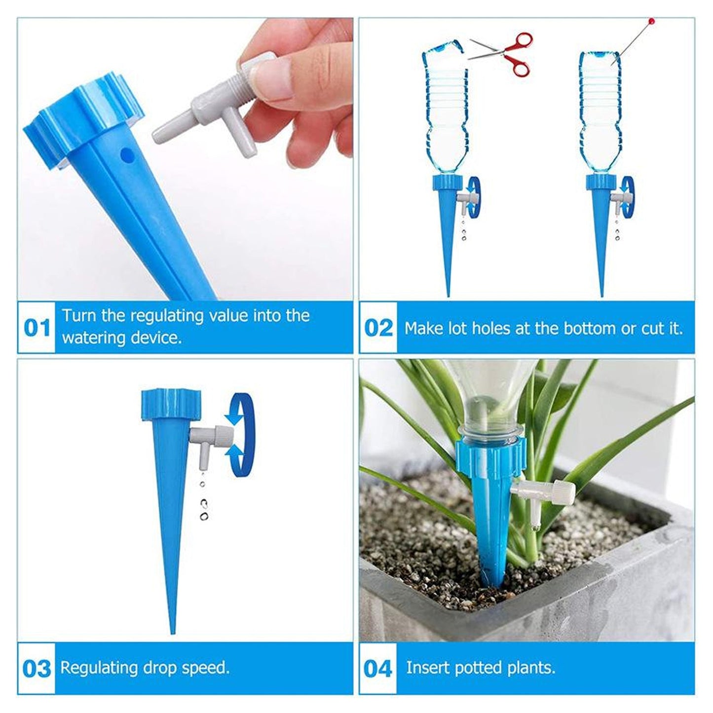 Plantwatering Spikes Self Watering Spikes Water Dripper For Plants Adjustable Plant Watering Devices With Slow Release Control Valve Switch