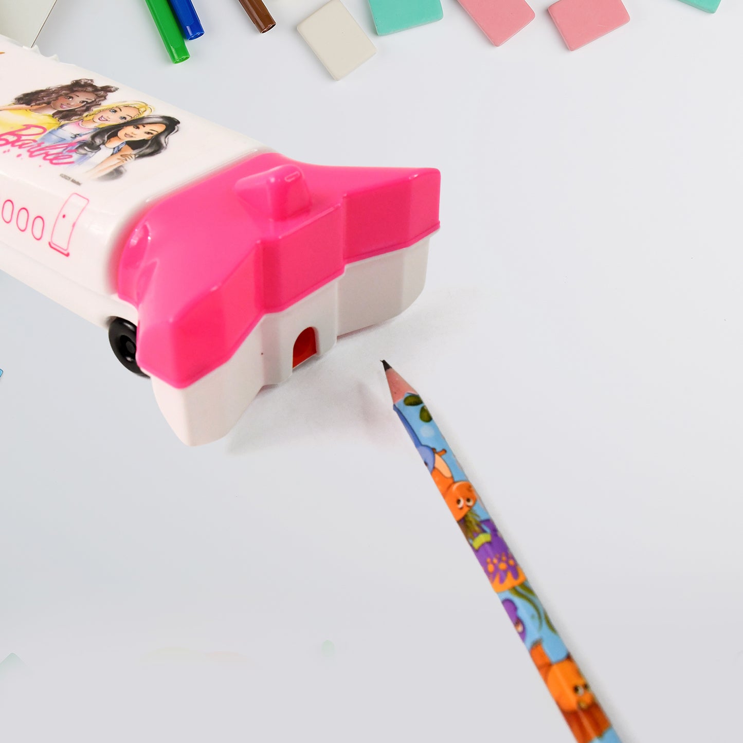 Multi-Functional Airplane-Shaped Compass Box With Led Light And Built-In Sharpener