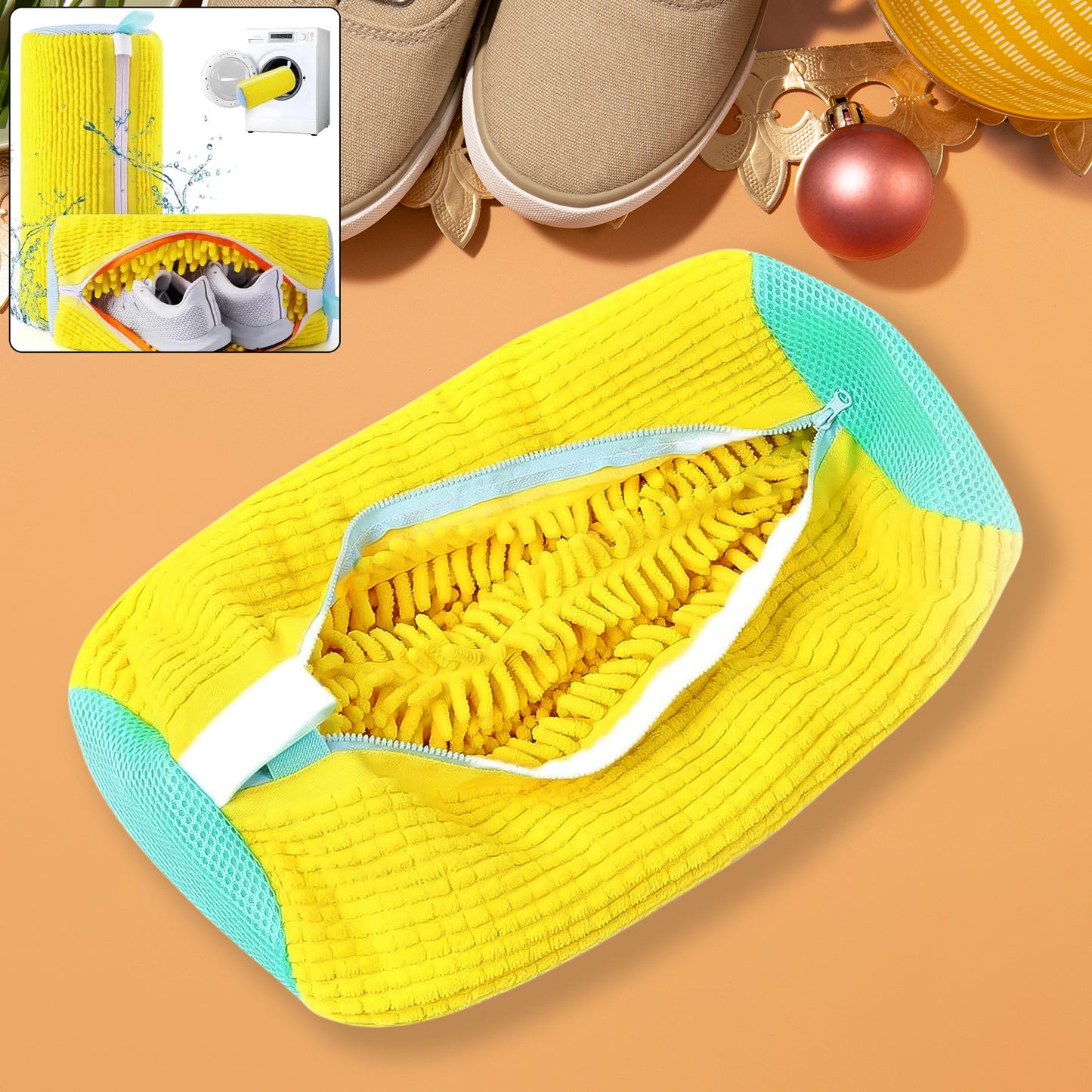 Shoecleaning Mop Cover With Microfiber Chenille Lining Zipper (1 Pc)